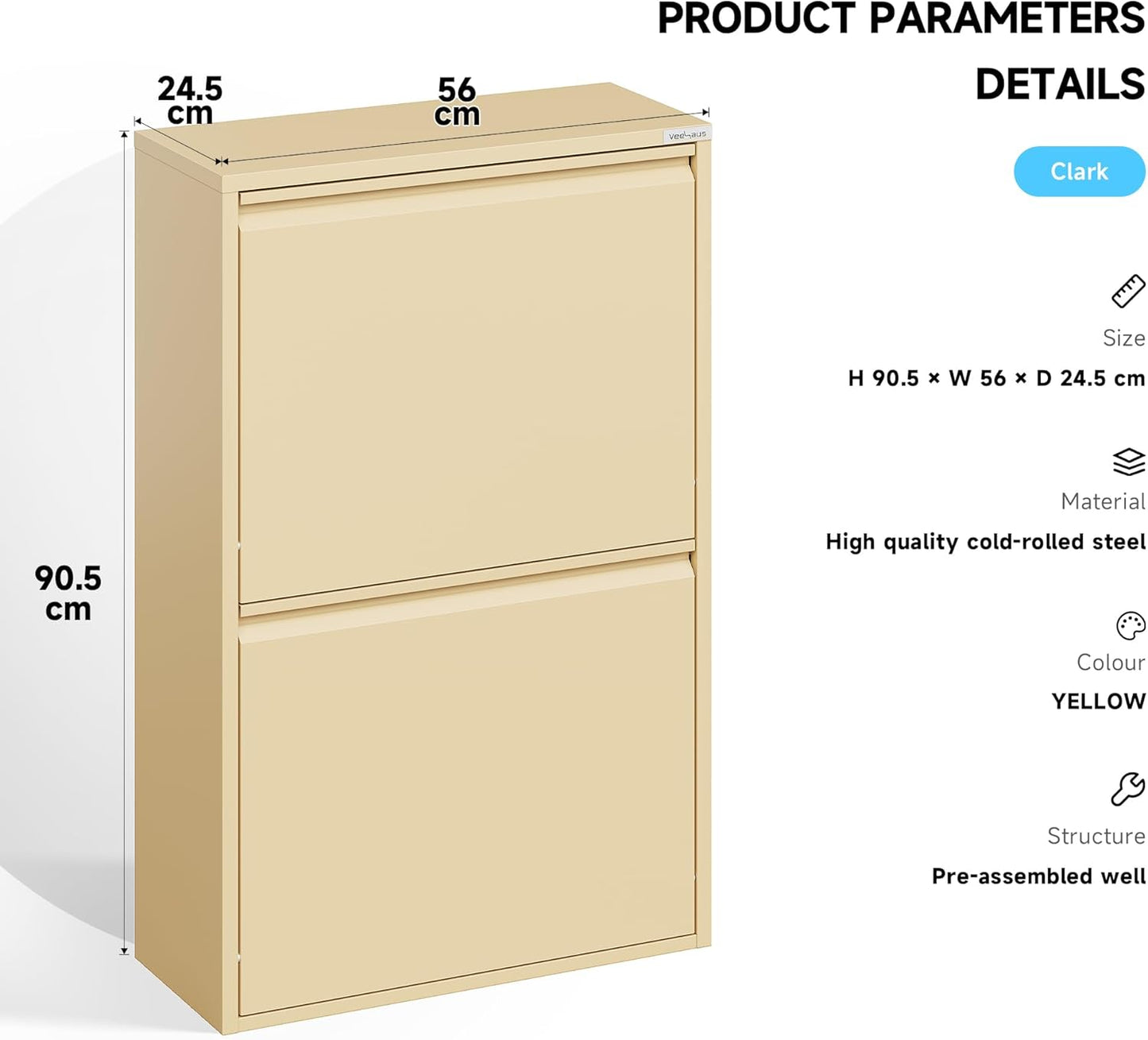 Küchen Mülltrennsystem mit Klappdeckel, 4x15L, Beige, 4 X 15 L