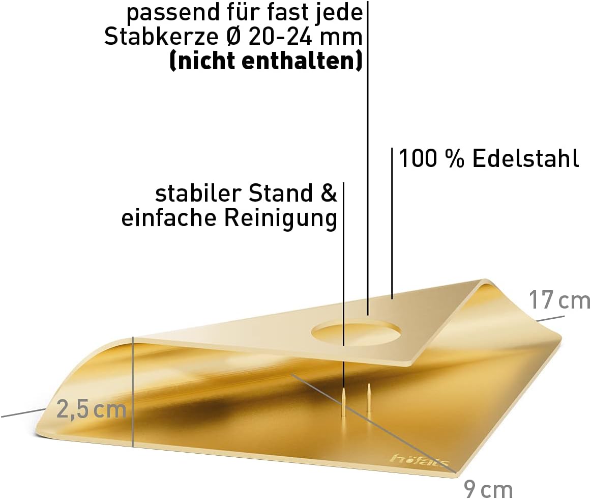 Kerzenhalter Set für Stabkerzen (4 Stück), 4 Gold