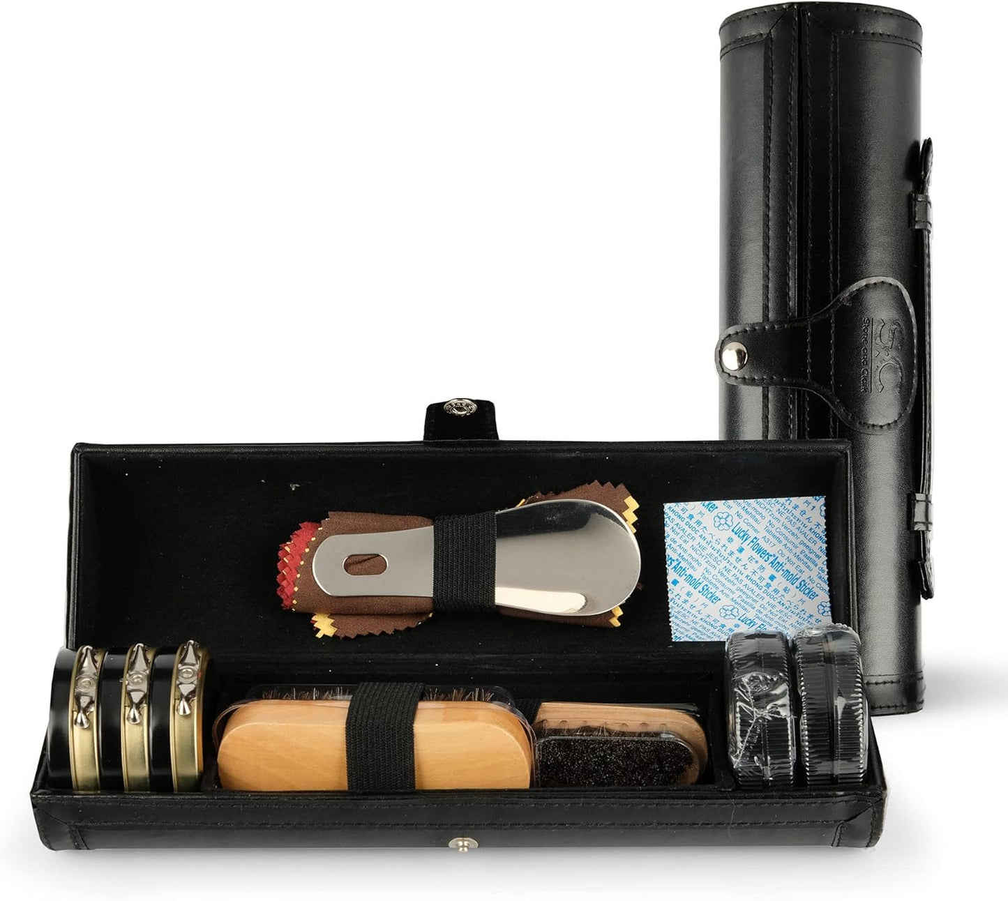 12-teiliges Schuhpflege-Set für Leder, Klassischer Schwarzer Bausatz