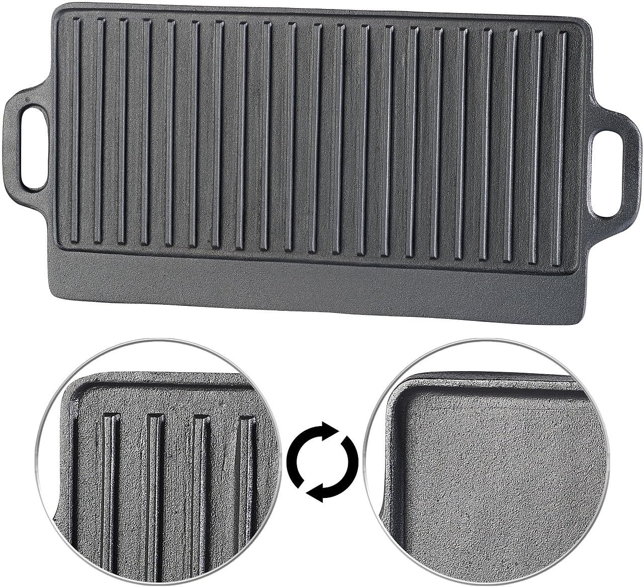 2er-Set Gusseiserne Wende-Grillplatten, 2er- Set 51 x 23,5 cm