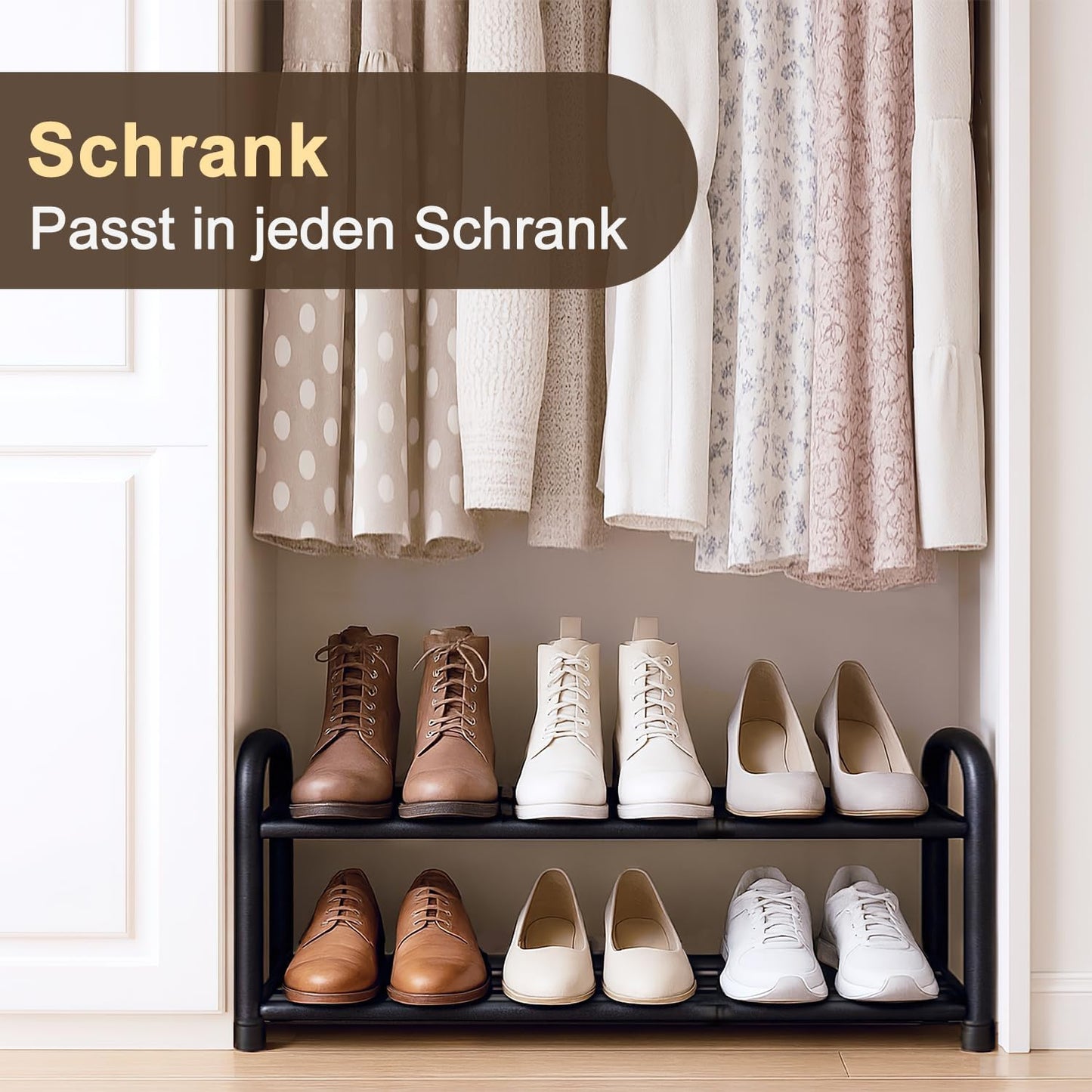 Ausziehbares Schuhregal für enge Räume (2 Ebenen), 2 Ebenen