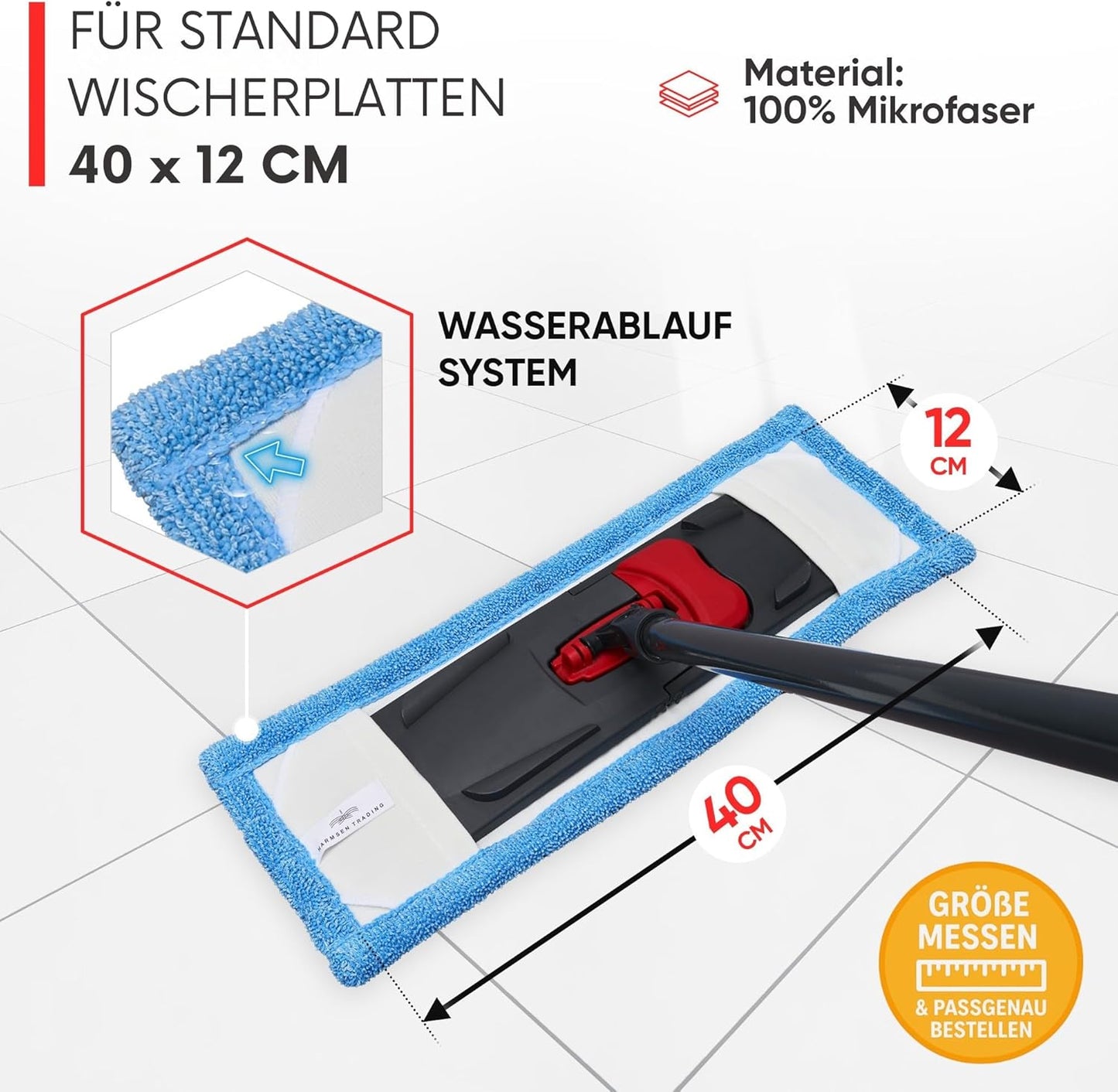 Wischmopp-Bezüge für Fliesen & Stein, 10er-Set, 40 cm, Fliesen & Steinböden 40 cm - 10 Stück