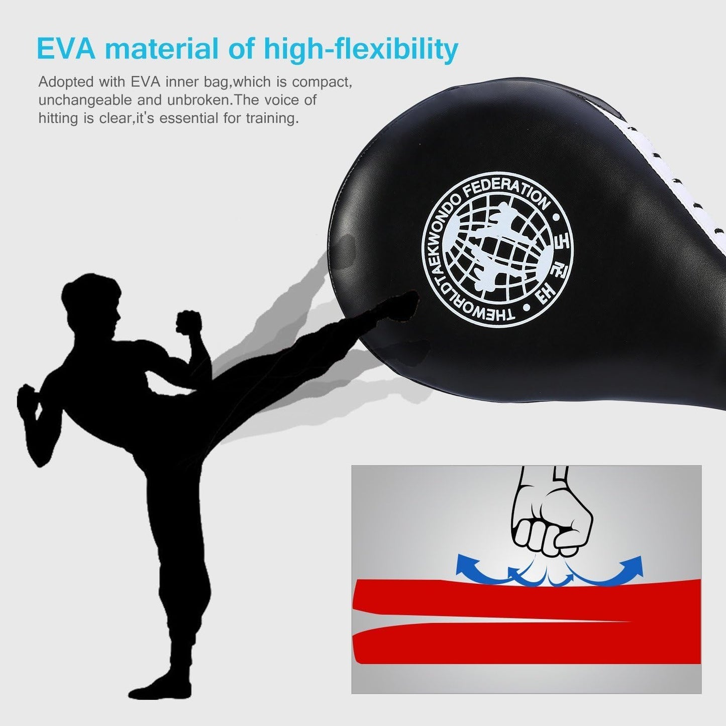 2-teiliges Taekwondo Trainings-Pratzen-Set, Schwarz