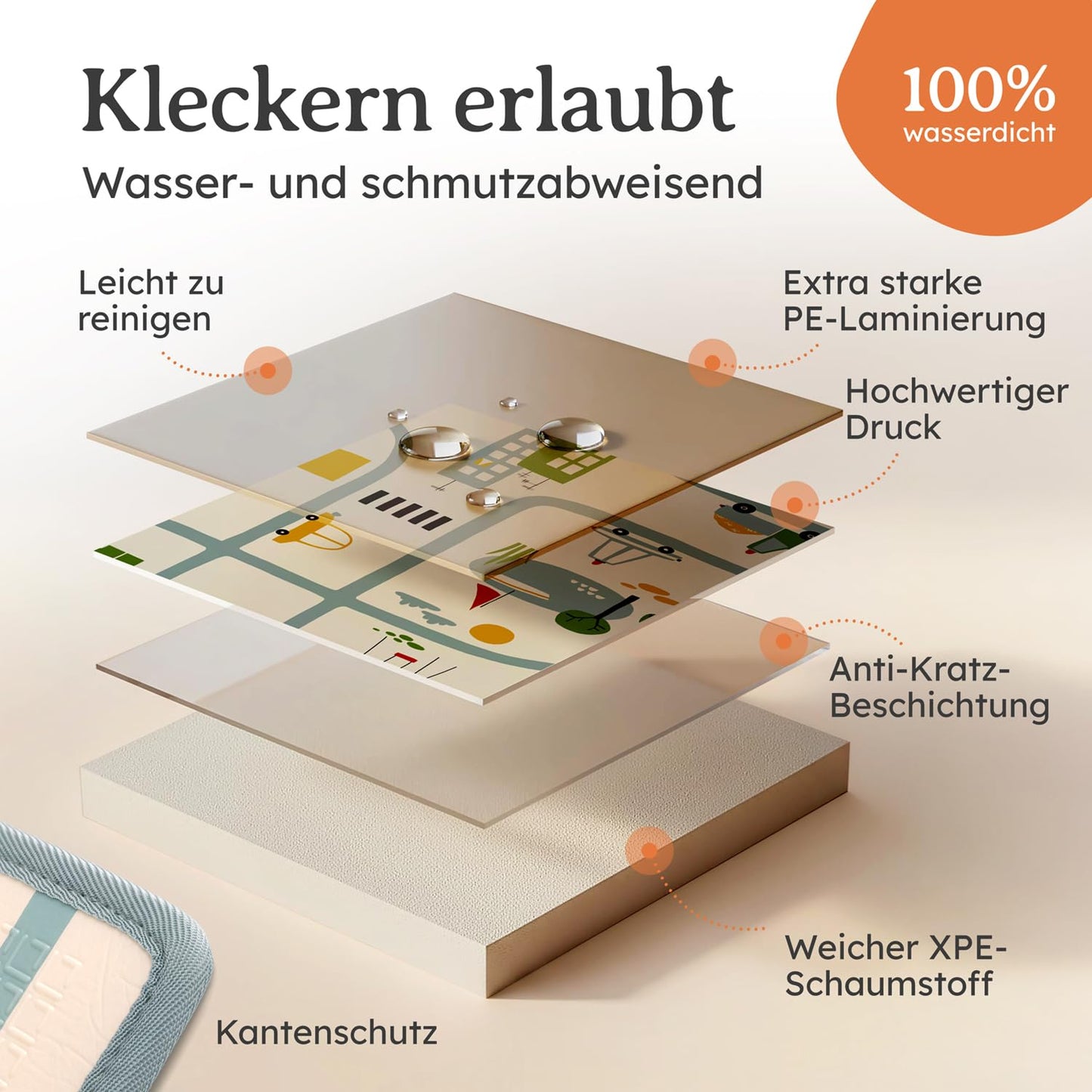 Faltbare Krabbelmatte, City 120x150x1cm