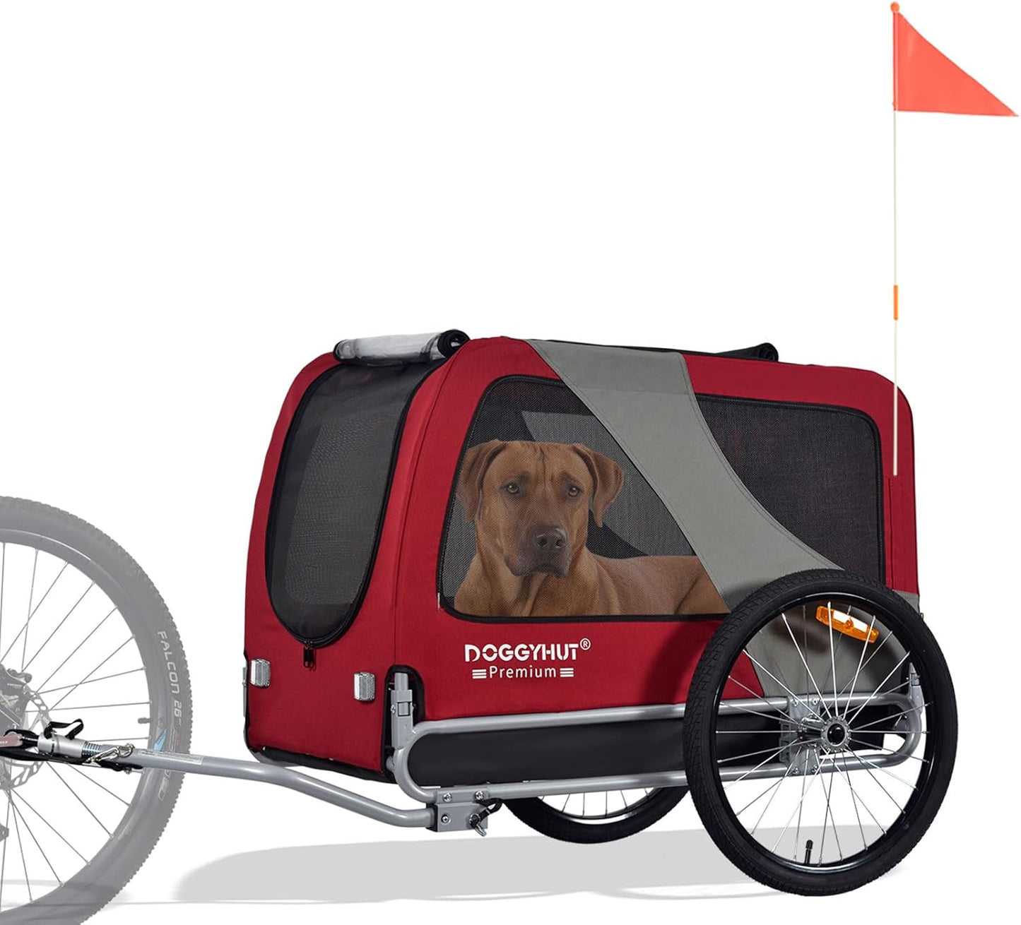 Premium XL Hundefahrradanhänger bis 45 kg, ROT