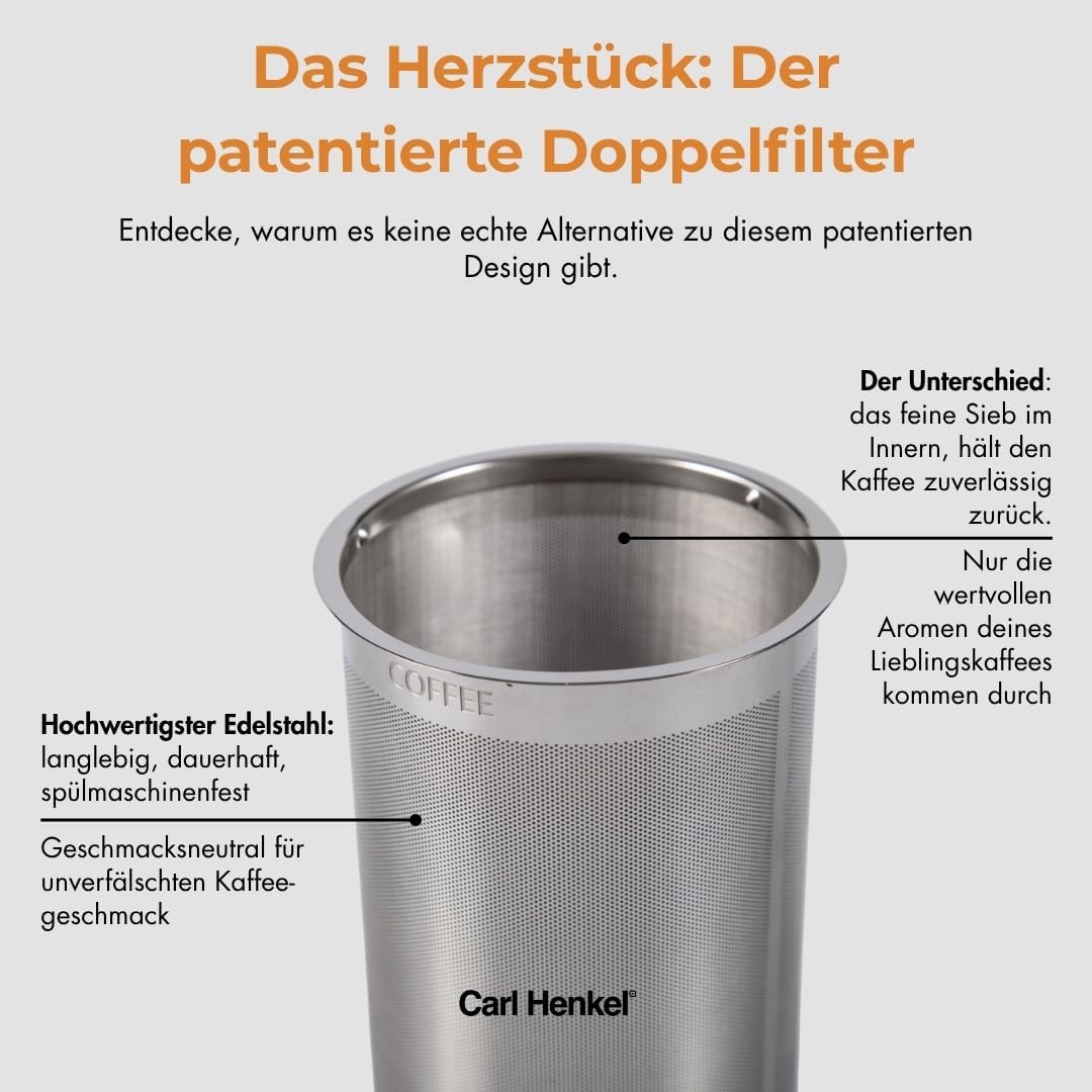 Glas Kaffeekanne mit Edelstahlfilter 1,0l, Amber 1,0 Liter