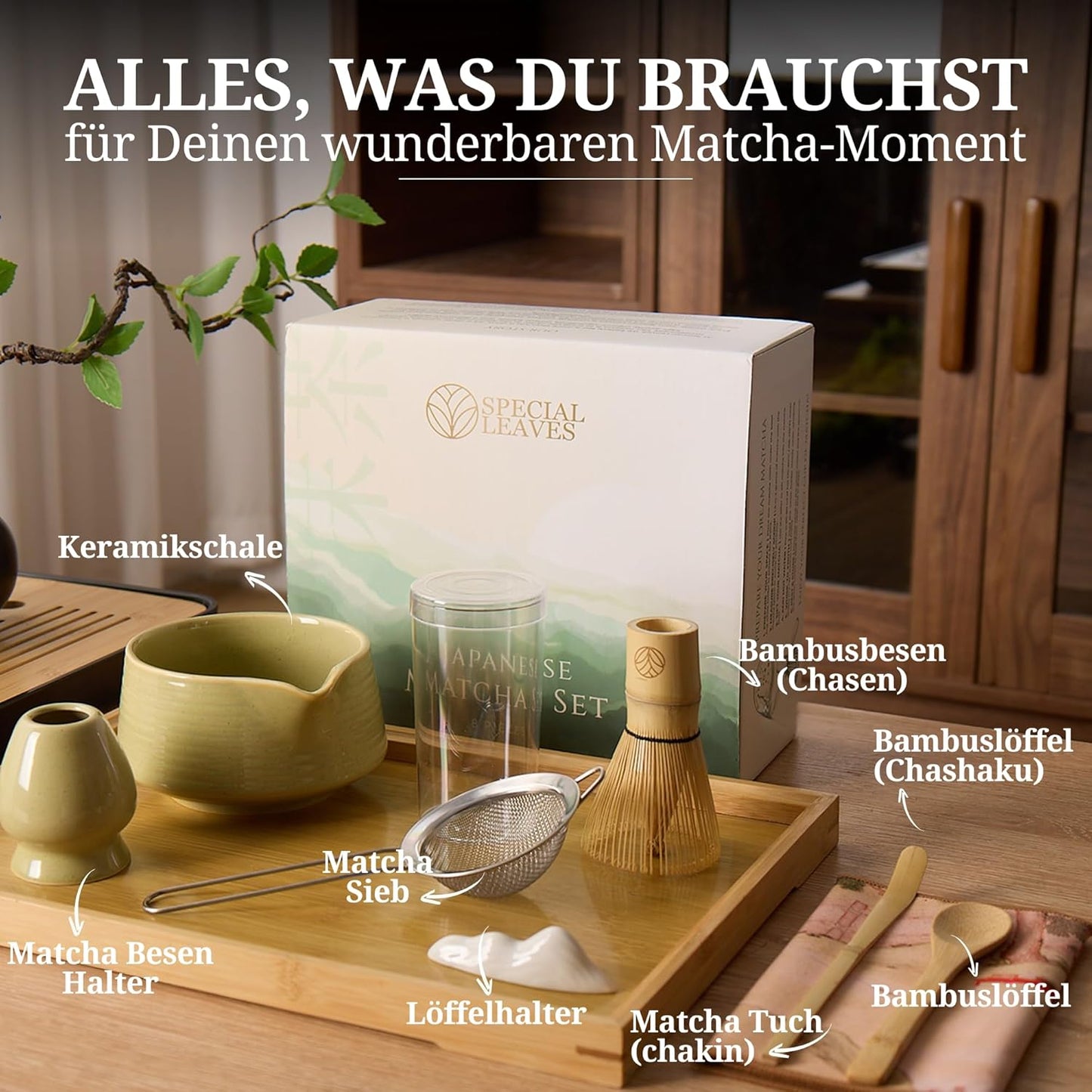 8-teiliges Matcha-Tee-Set, 8 teilig Grün