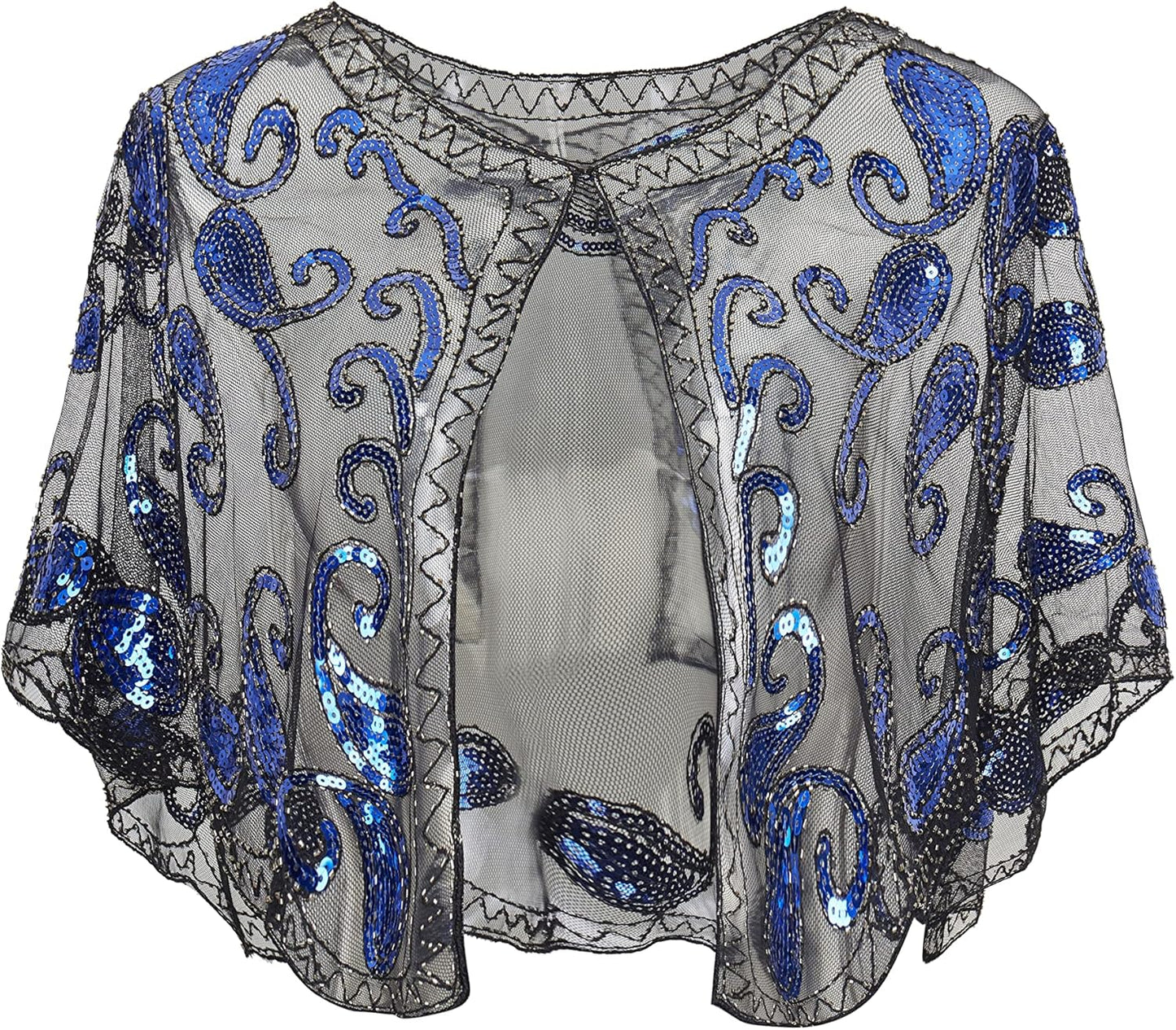 1920er Retro Umschlagtuch, Blau Schwarz