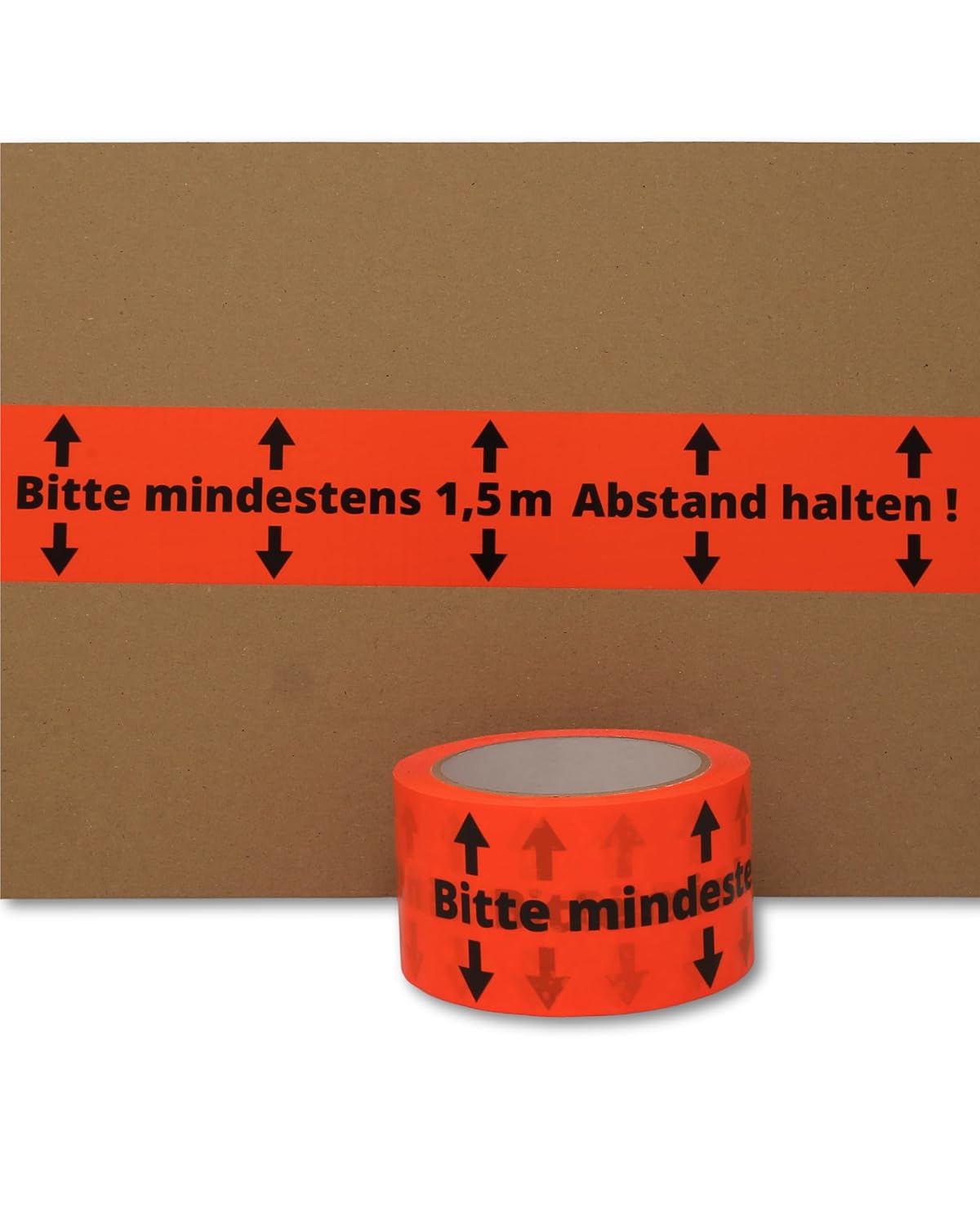 Hinweis Klebeband - Abstand halten, 6 "Abstand halten 1,5 M" - Flurorange PVC 60 mm