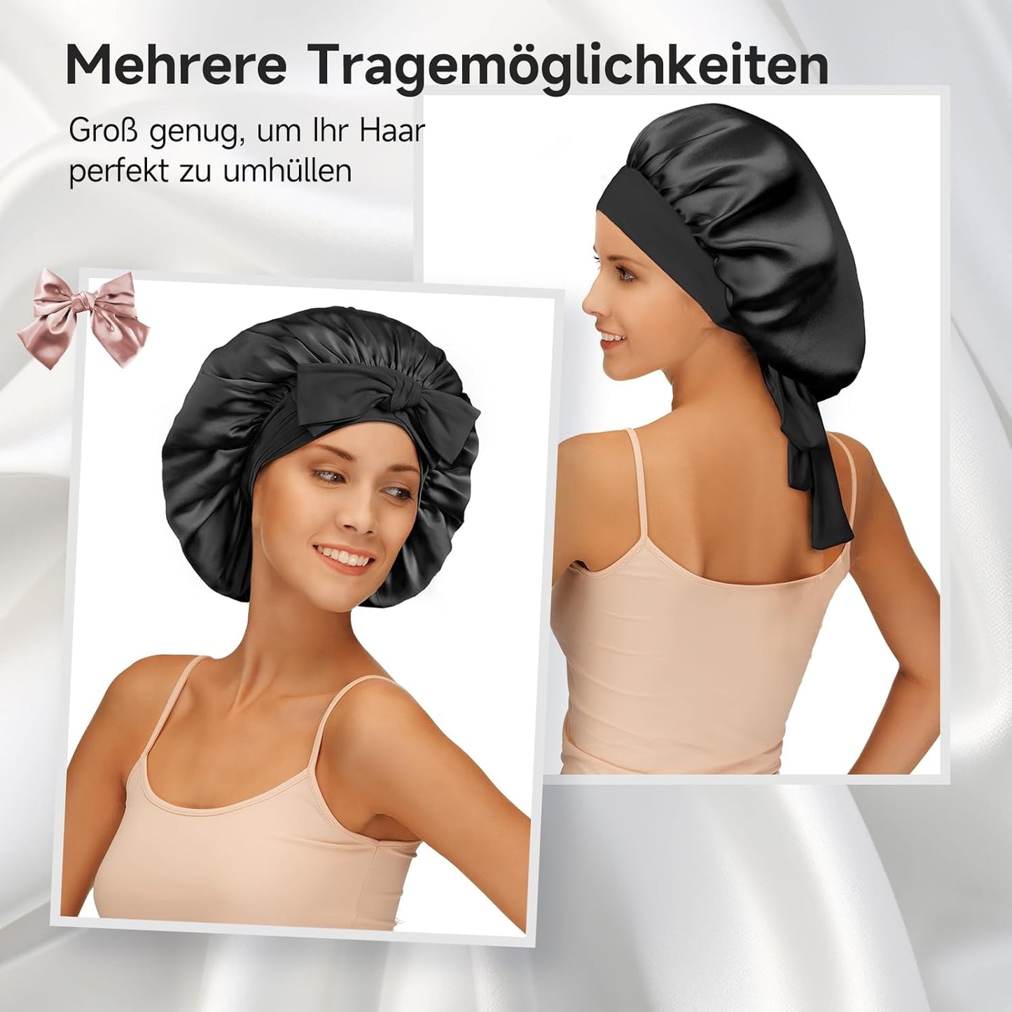 Schlafmütze aus Maulbeerseide, Schwarz