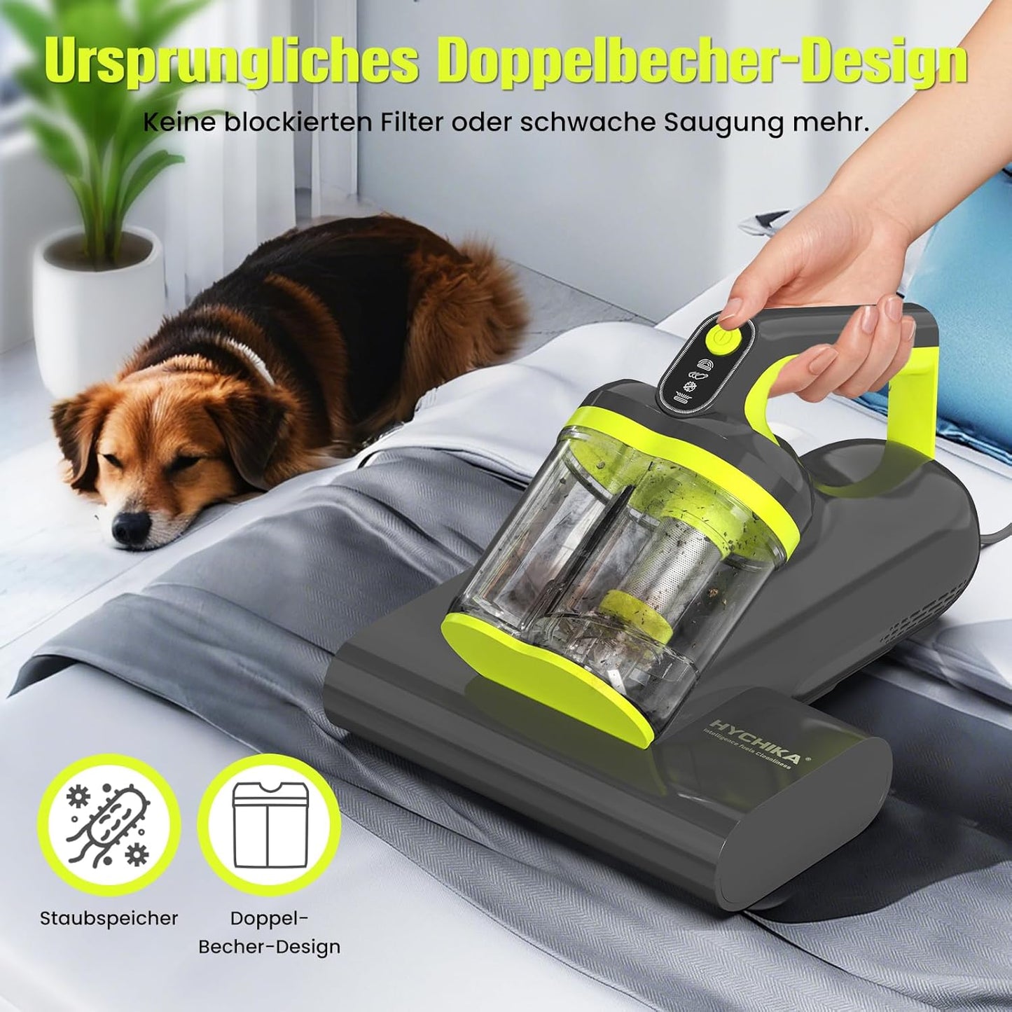 Milbensauger mit UV-C und Heissluft, 16kPa, Matratzenreinigung, Grau