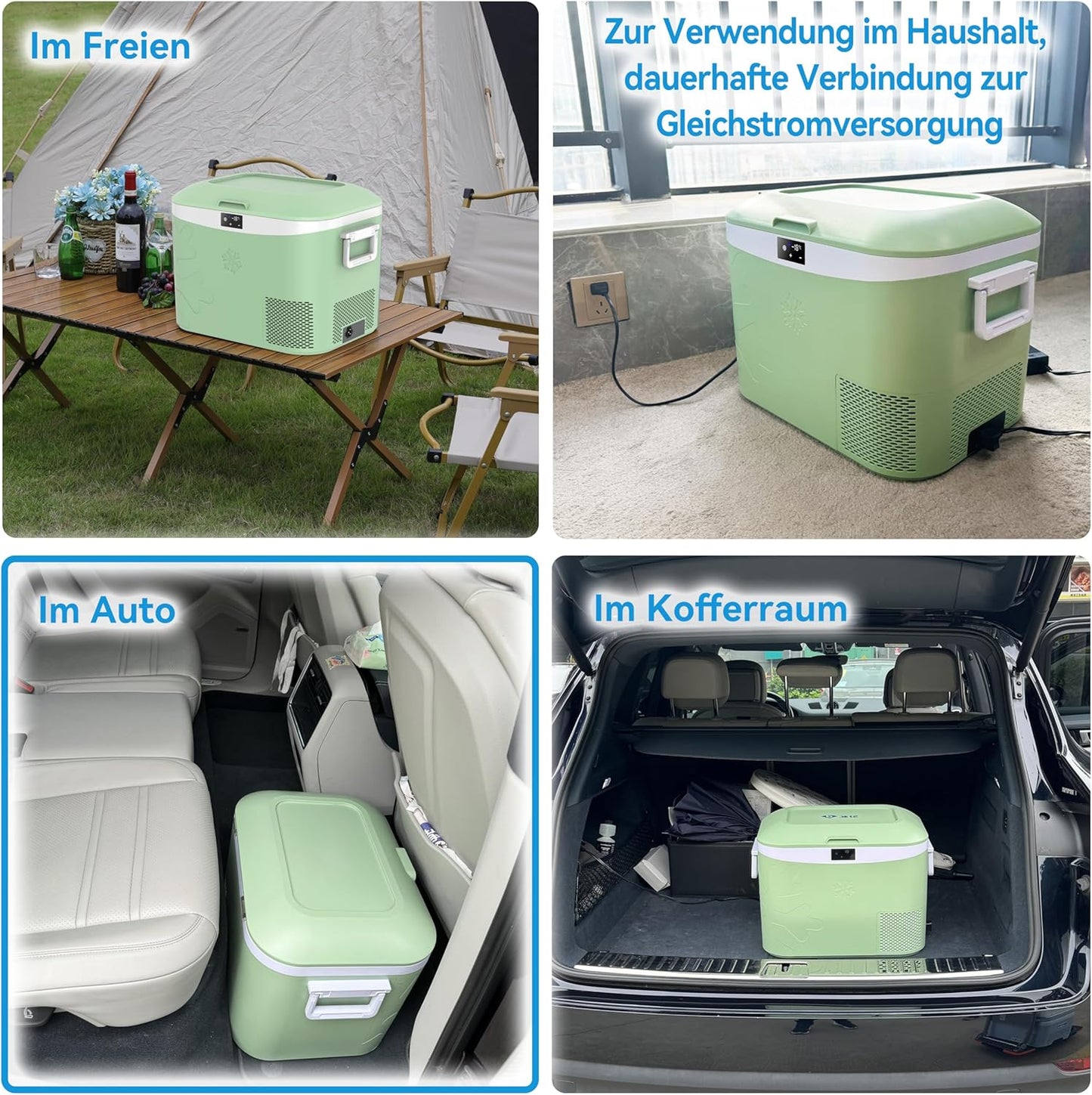 Tragbare Kühlbox für Auto & Camping, 18 Liter Grün