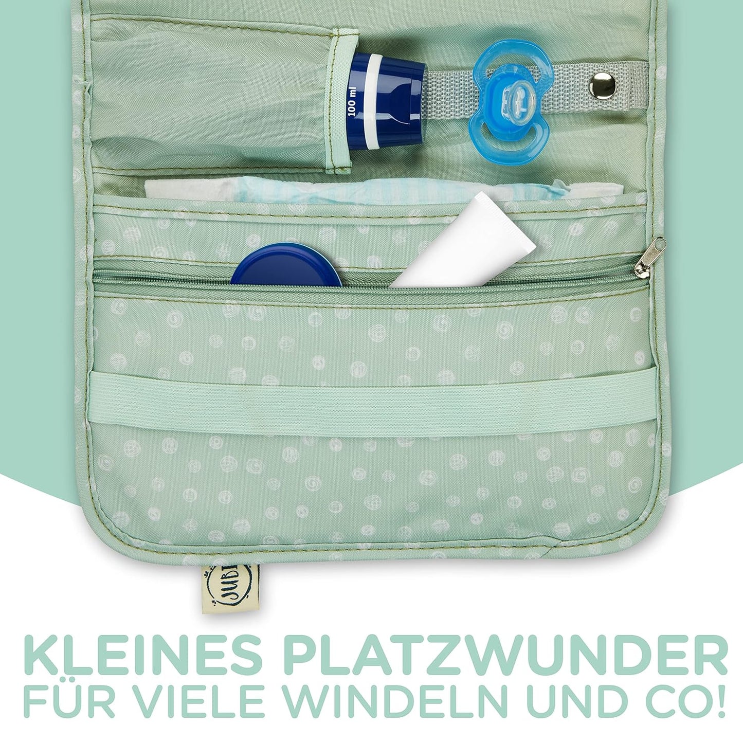 Windeltasche mit Wickelunterlage, Mint
