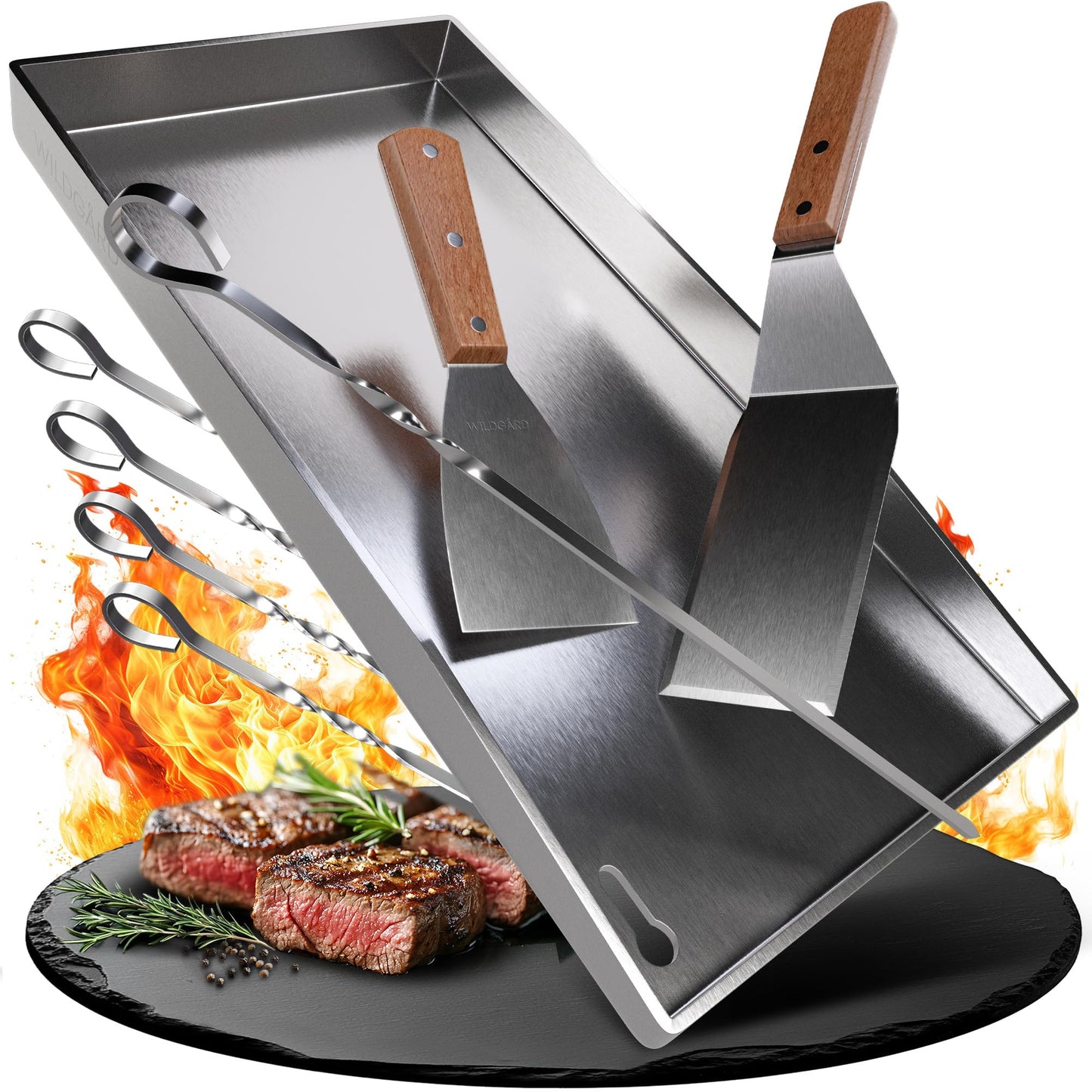 Grillplatte mit Zubehör, 20 x 40 cm