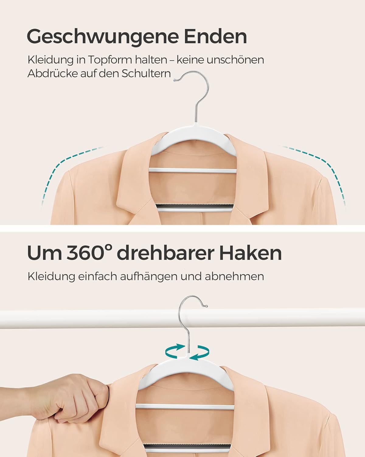 Kunststoff-Kleiderbügel-Set, Silber + Weiß + Dunkelgrau 50 Stück