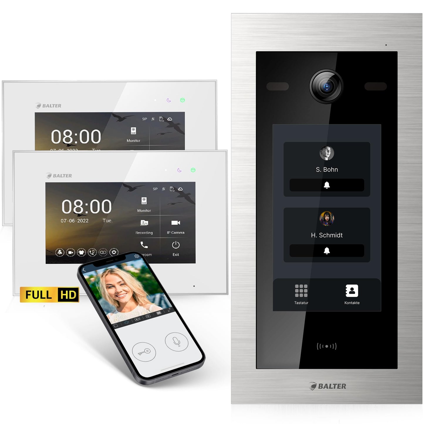 EVO-HD Video Türsprechanlage für 2 Familienhäuser, Silber/Weiss 2 Familienhaus