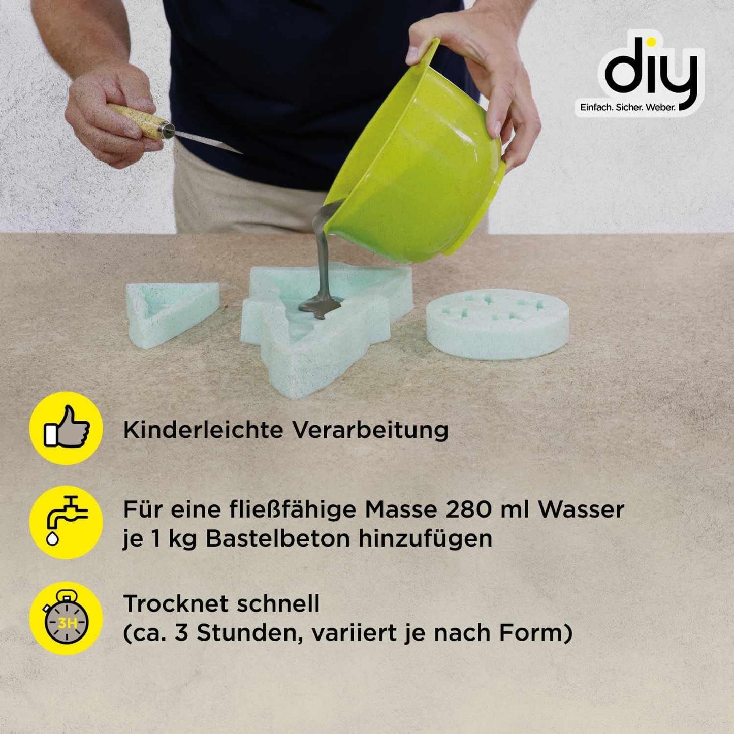 5 kg Bastelbeton zum Giessen & Kneten