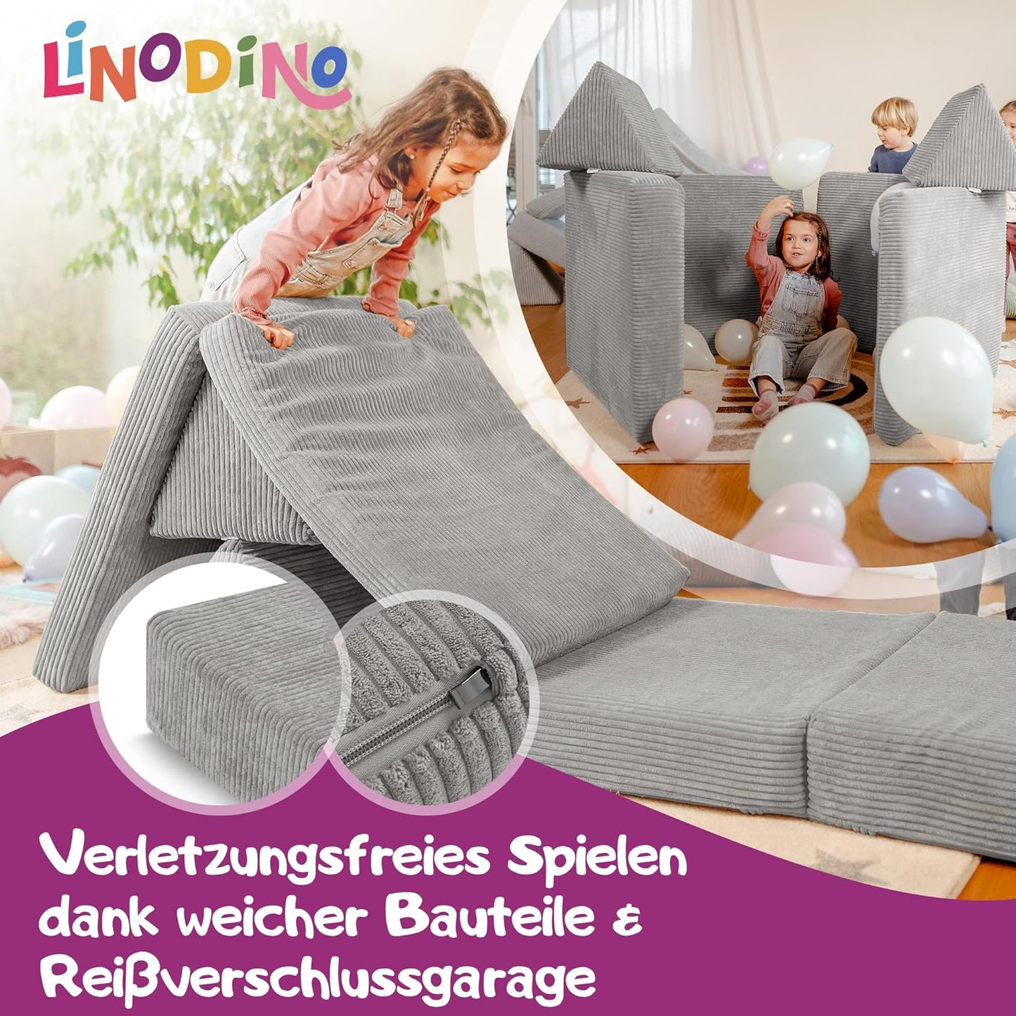 Spielsofa für Kinder, Elefanten Grau
