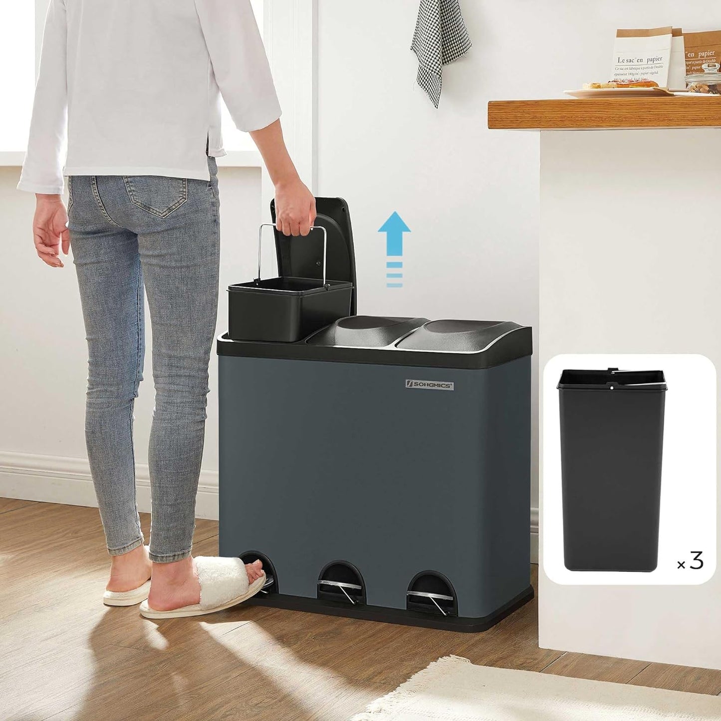 LTB54G Mülltrennsystem, Grau-schwarz