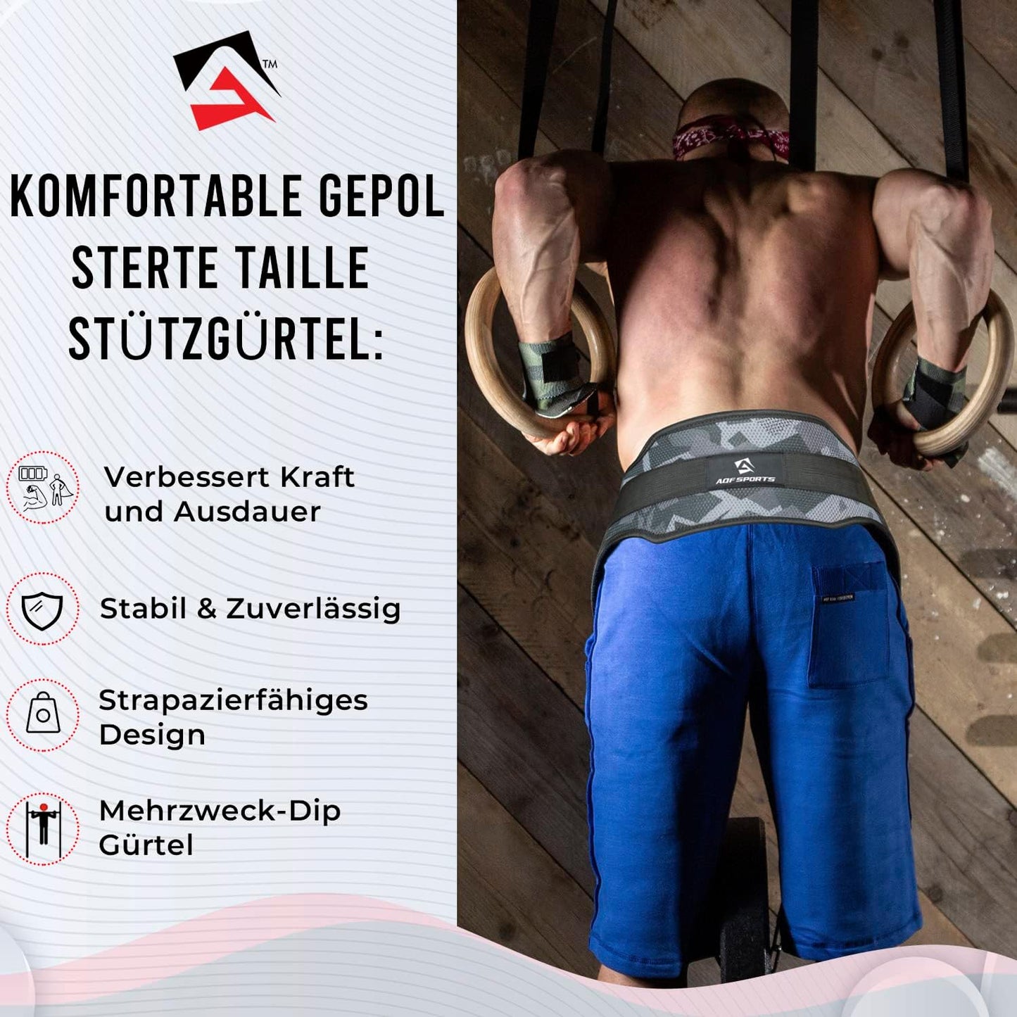 Dip-Gürtel mit Stahlkette, Graues Camo