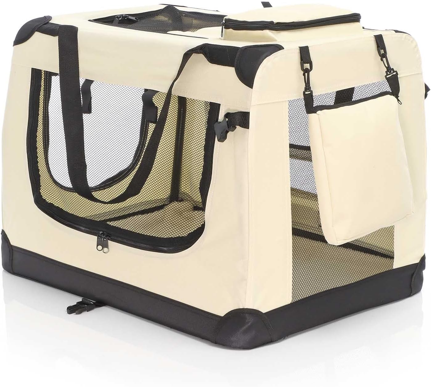 Faltbare Transportbox für Haustiere (Grösse L), 70 x 52 x 50 cm, beige