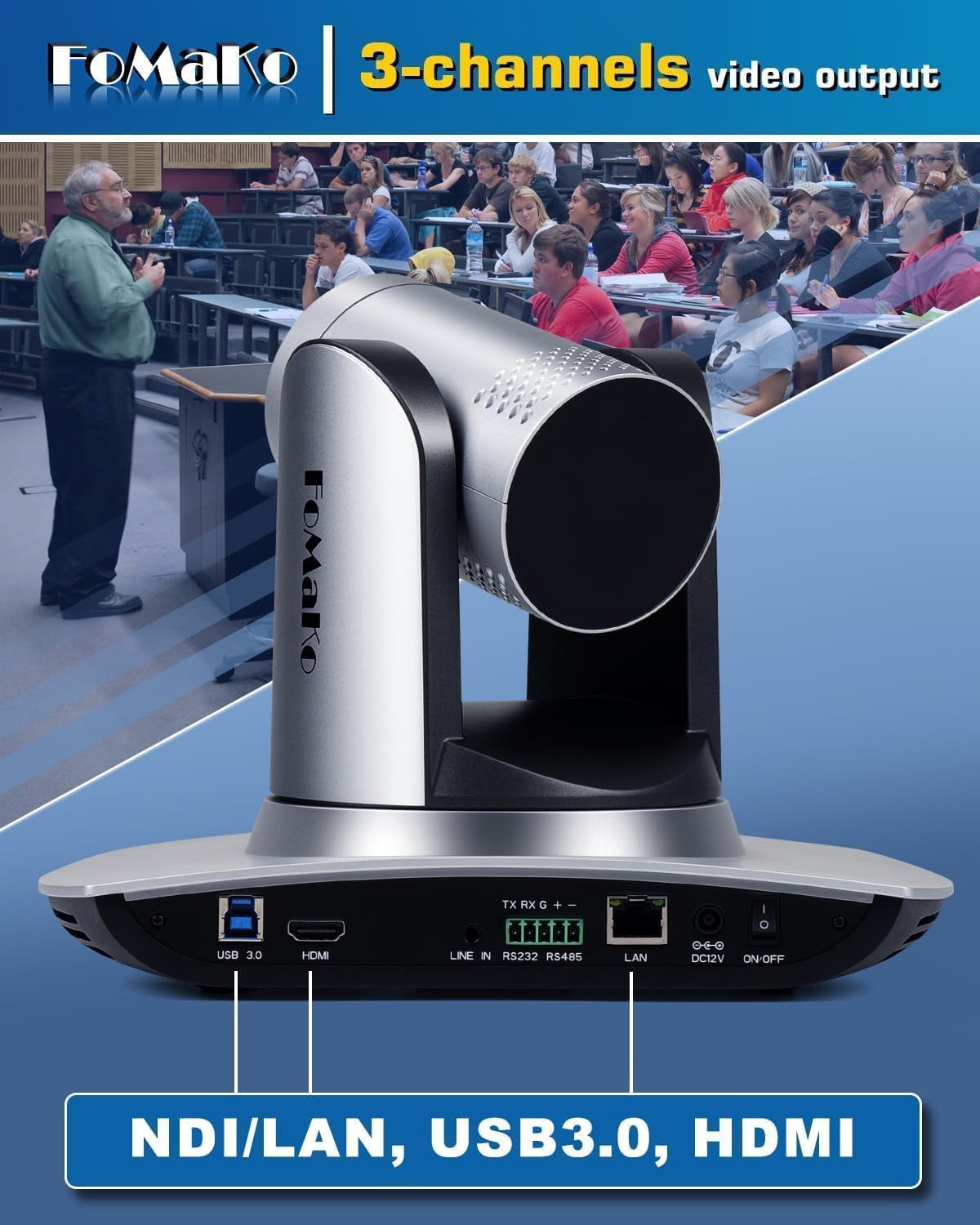 NDI HX3 PTZ Kamera-Set BN402 mit KI-Auto-Tracking, Kohlschwarz
