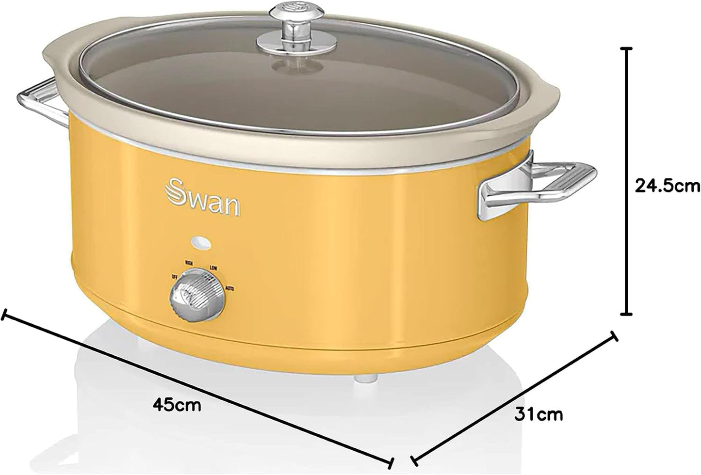 Retro Slow Cooker mit Keramikbehälter, Gelb