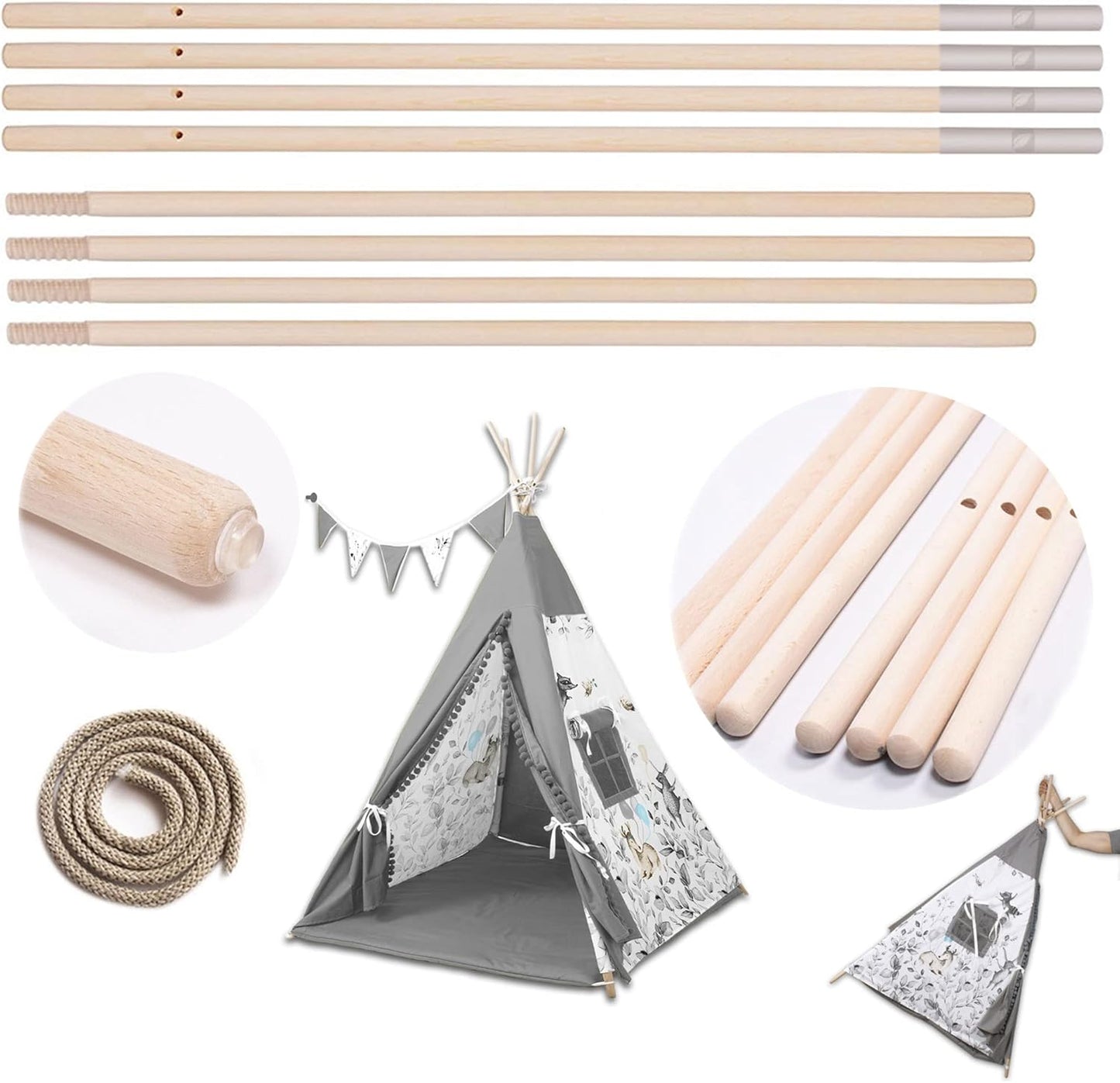 4 Stück Tipi Zeltstangen