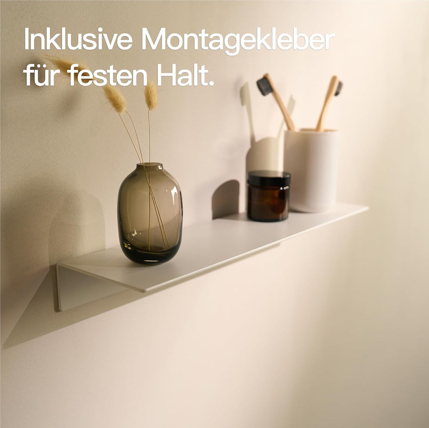 Wandregal ohne Bohren für Bad und Küche, Weiss 42 cm