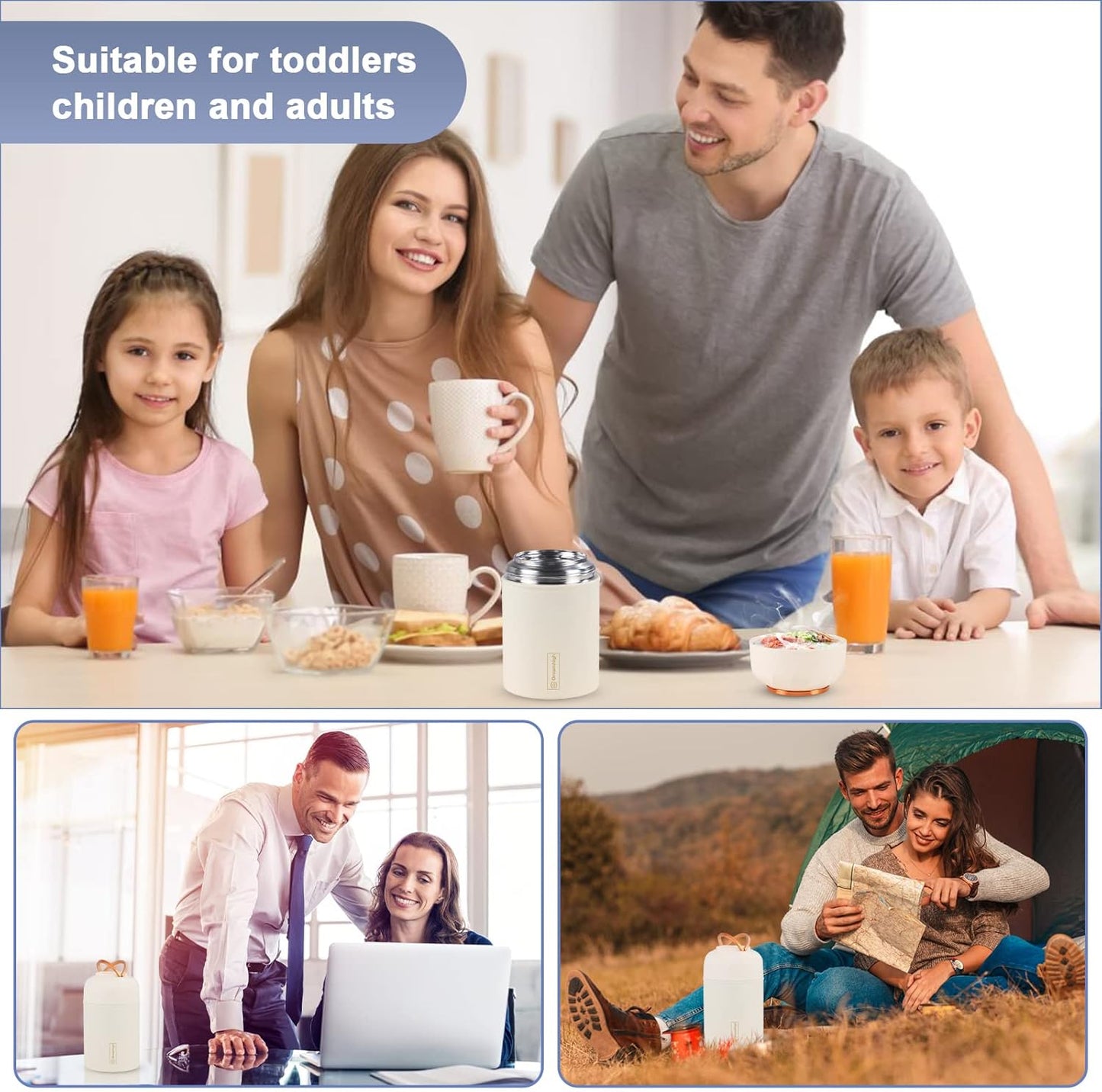 Thermobehälter mit Löffel, 550 ml, Blancs-550ml