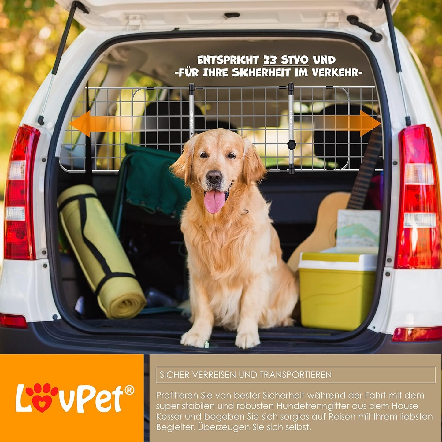 Autoschutzgitter für Hunde, Grau
