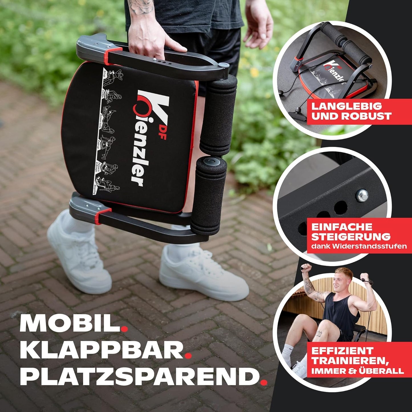 Bauchtrainer & Rückentrainer mit Widerstandsbändern