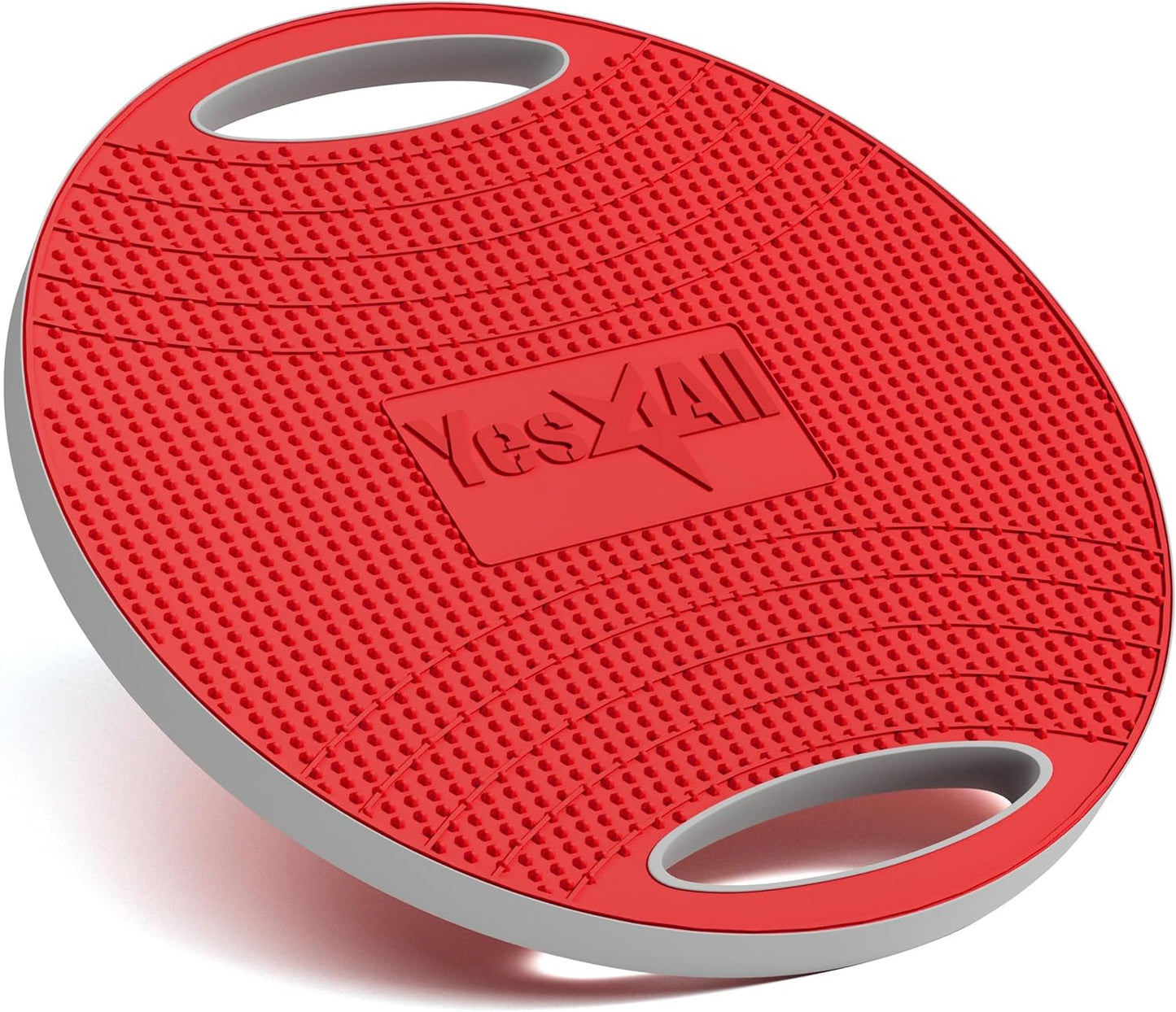 Balance Board mit rutschfester Oberfläche und Griffen, Rot/Grau - Premium 41.5cm Kunststoff-Wackelbrett