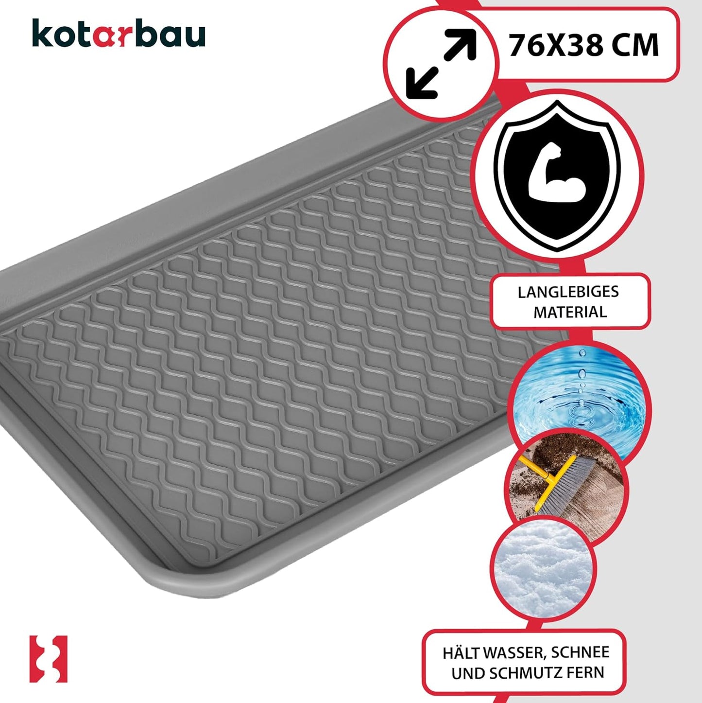 2er-Set Schuhabtropfschale, 38 x 76 cm (2er Set) Grau
