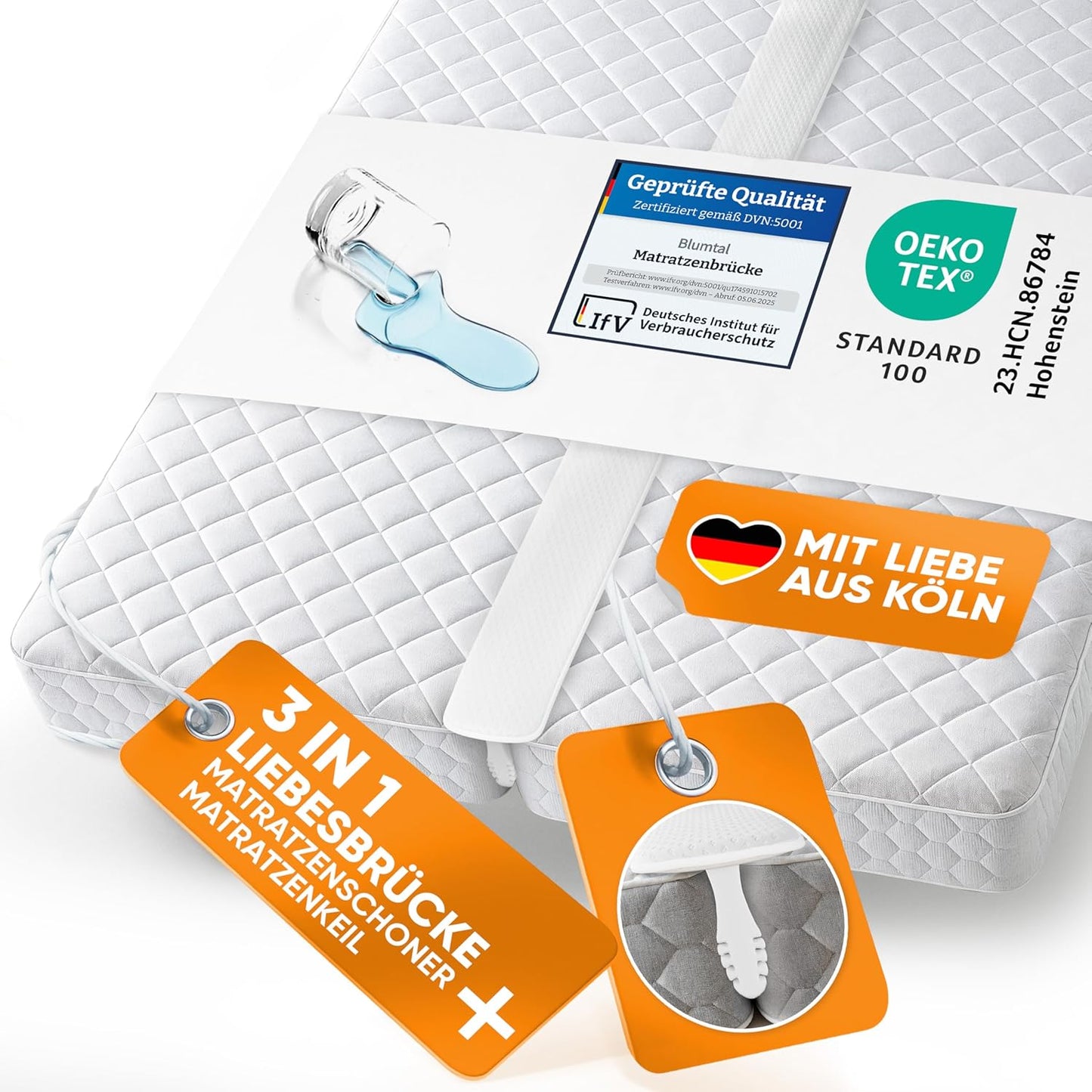 Matratzenbrücken-Set mit wasserdichtem Keil und Spanngurten, Liebesbrücke mit T-Stück