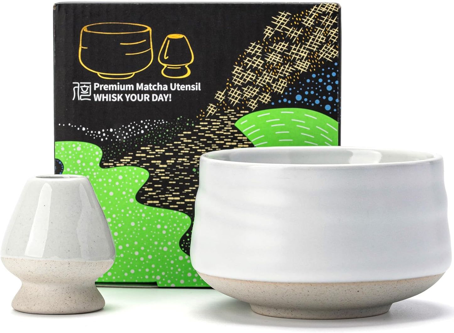 Traditionelle Matcha-Keramikschale, Elfenbeinweiß-