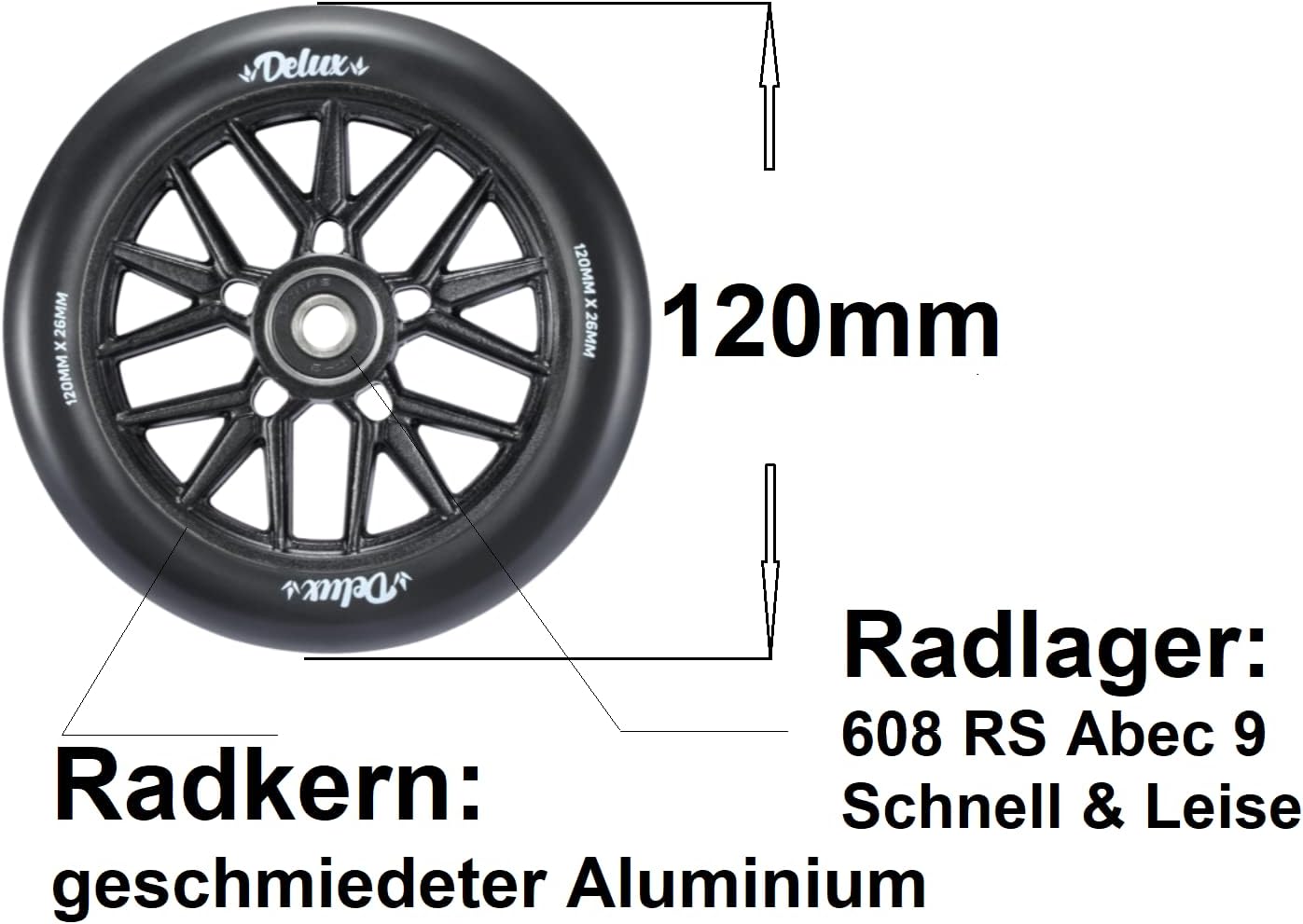 Hollow Core Stunt-Scooter-Rad, 120mm, Deluxe Gold / Gelb 120mm