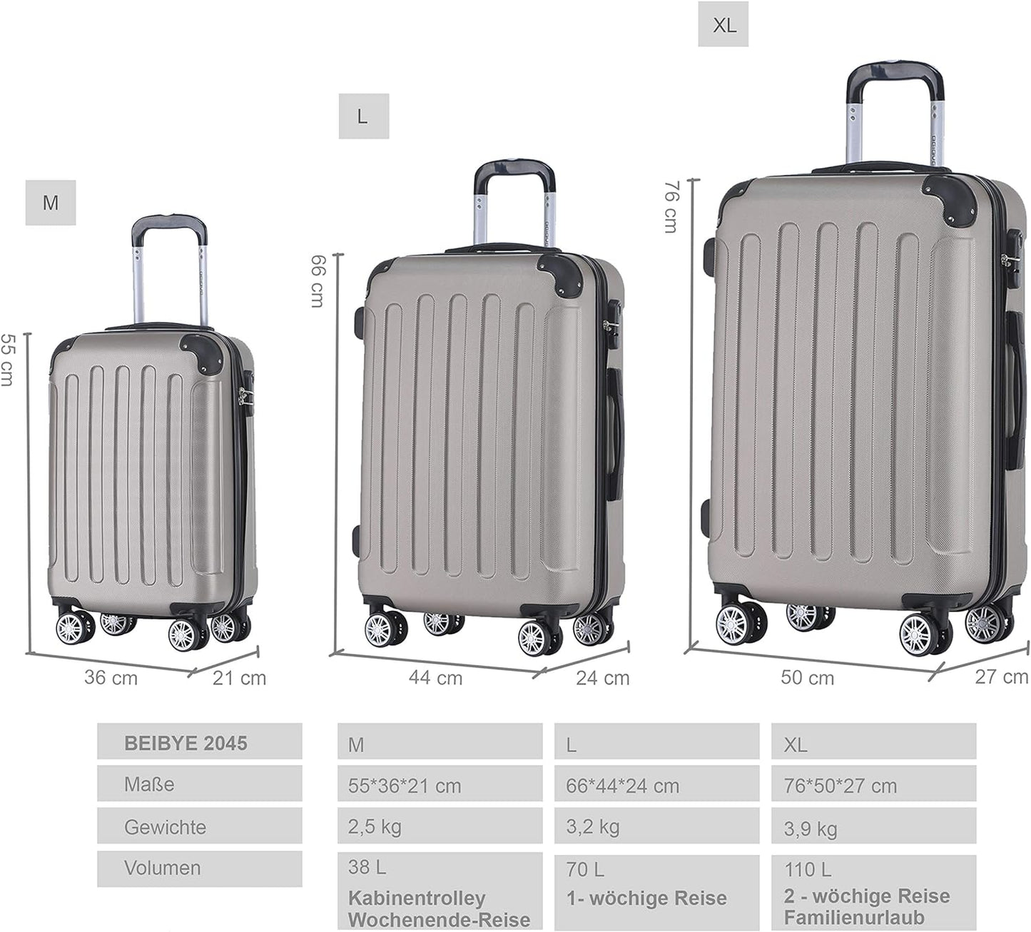 Reisekoffer Set 2045, Champagner