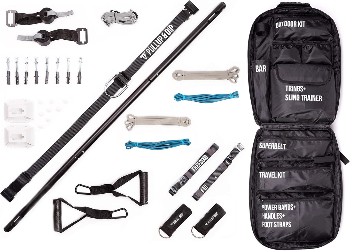 Schlingentrainer und Widerstandstrainer Set, TÜR + WAND + STANGE Paket
