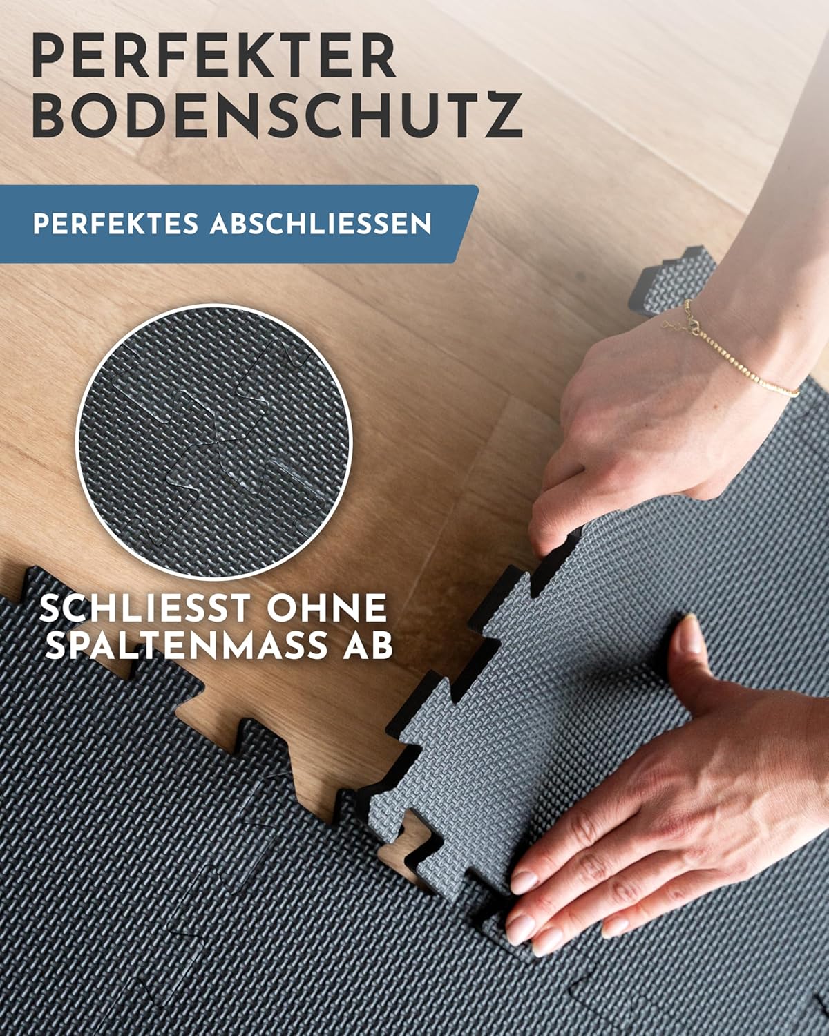 Bodenschutzmatte Fitness 1 x 18, Bodenschutzmatte Anthrazit | 18 Matten | 1,7 M²