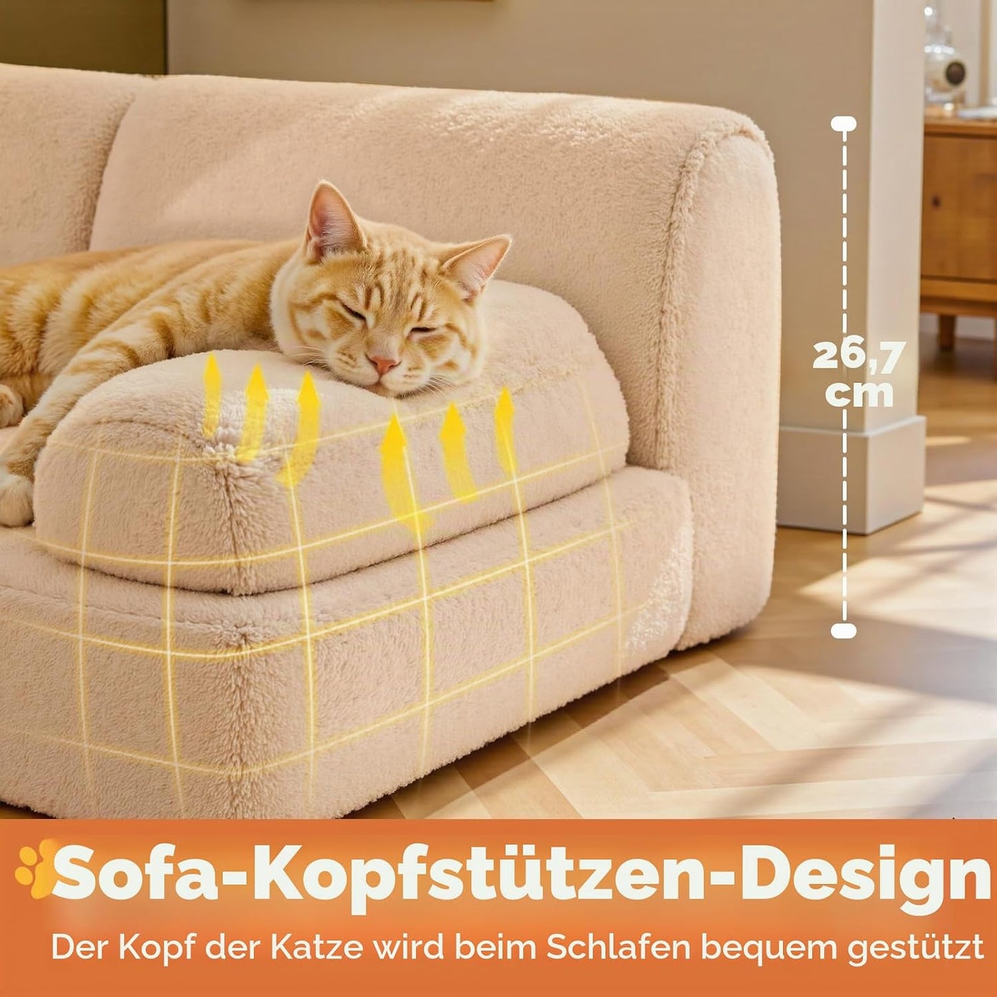 Orthopädisches Katzensofa mit abnehmbarem Bezug, Tea Milk Color 1