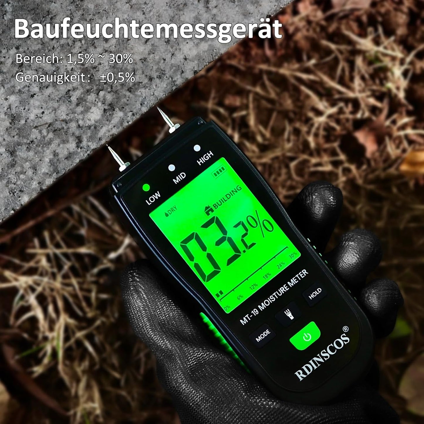 Feuchtigkeitsmessgerät, Schwarz