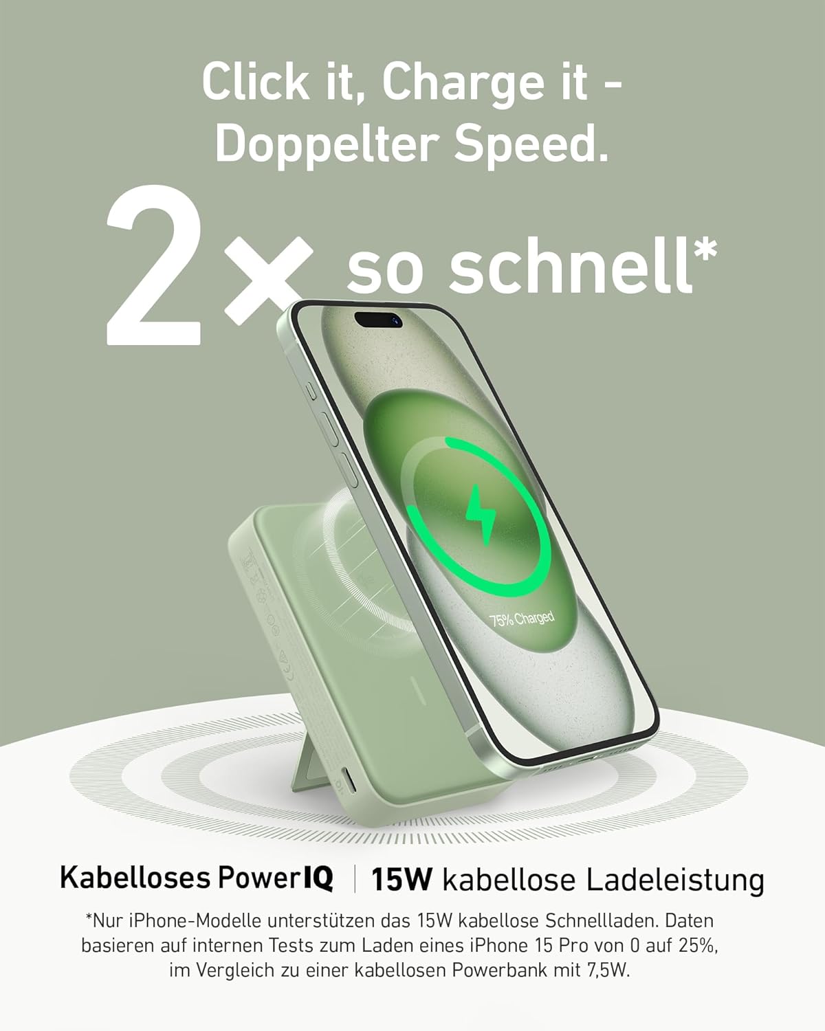 MagGo Power Bank mit 15W MagSafe-Ladegerät, Grün