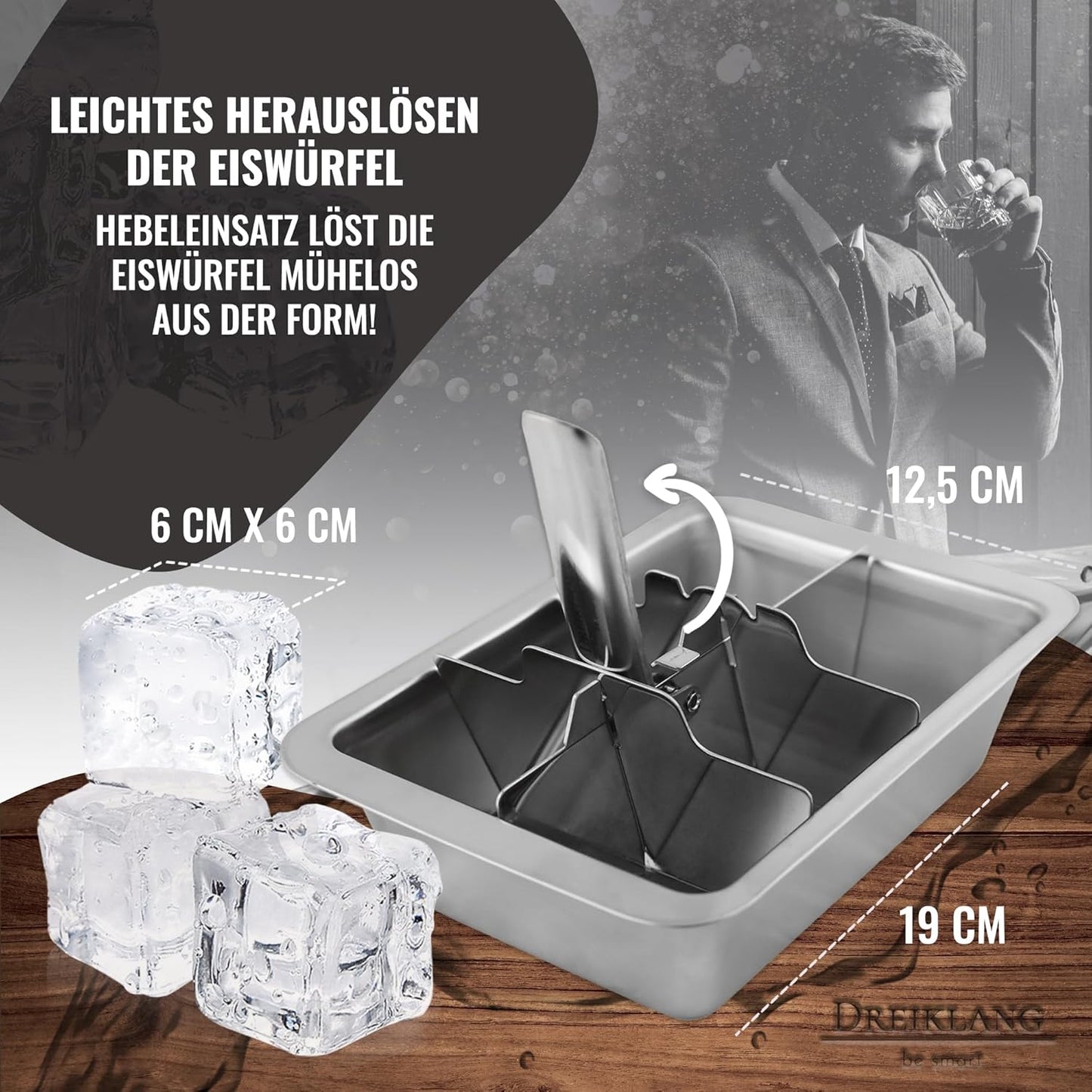 XXL Eiswürfelform mit Hebeleinsatz