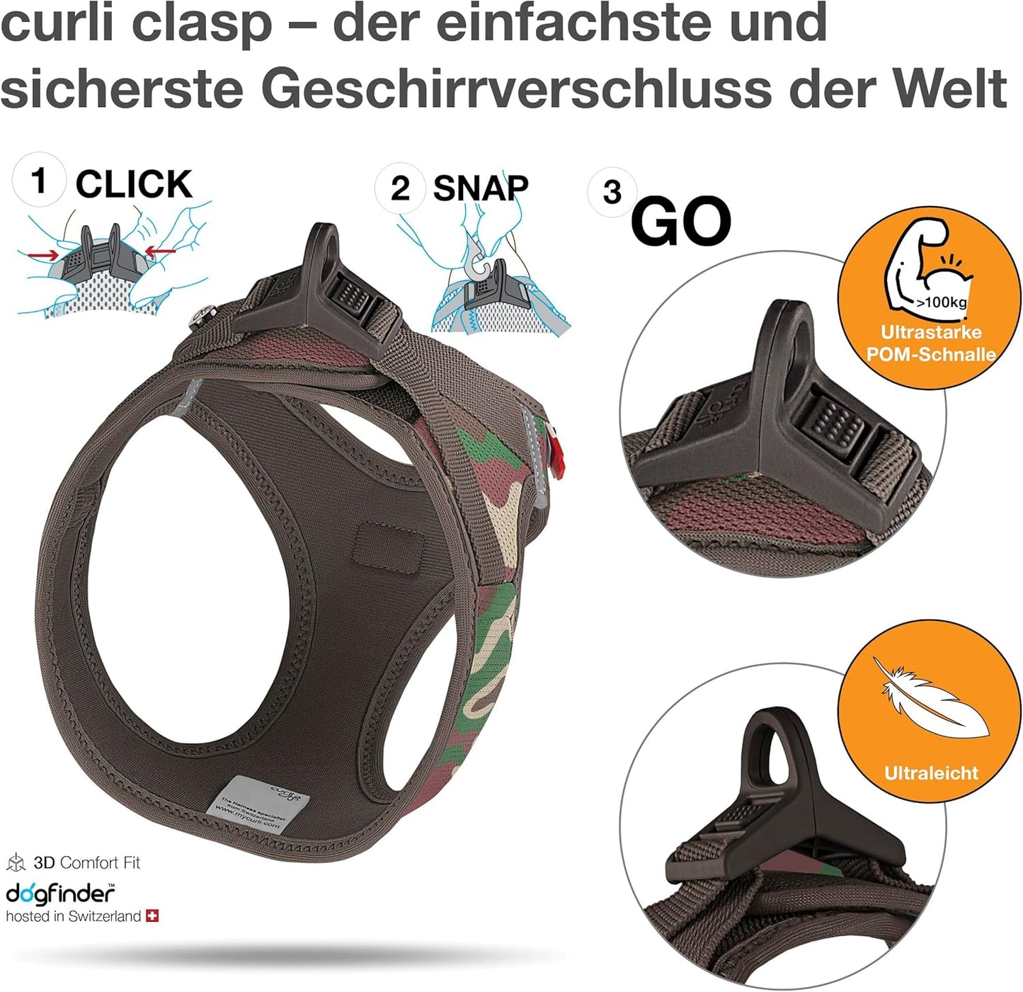 Hundegeschirr Vest Harness Clasp Air-Mesh, Camo 2XS Einfarbig