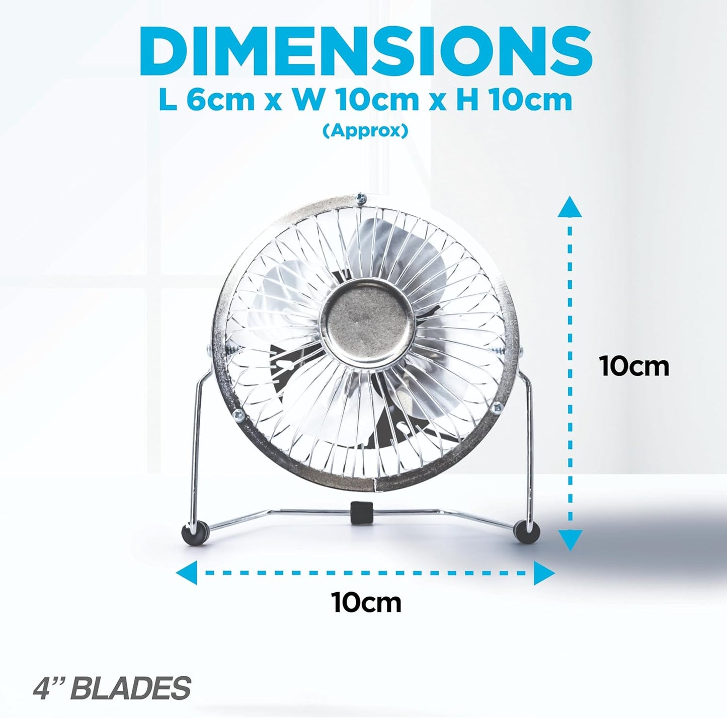 Tragbarer Mini-Ventilator, Chrome 4 Inch