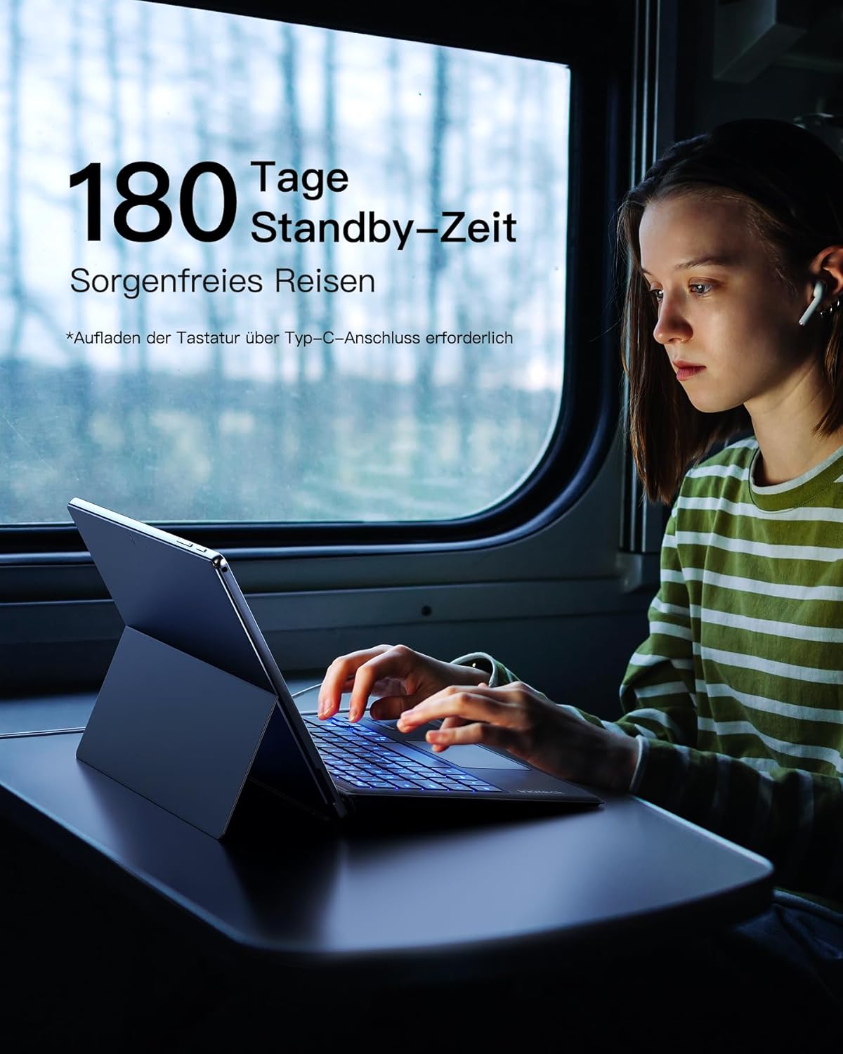Surface Pro 7 Bluetooth-Tastatur mit Trackpad, Grau Upgrade
