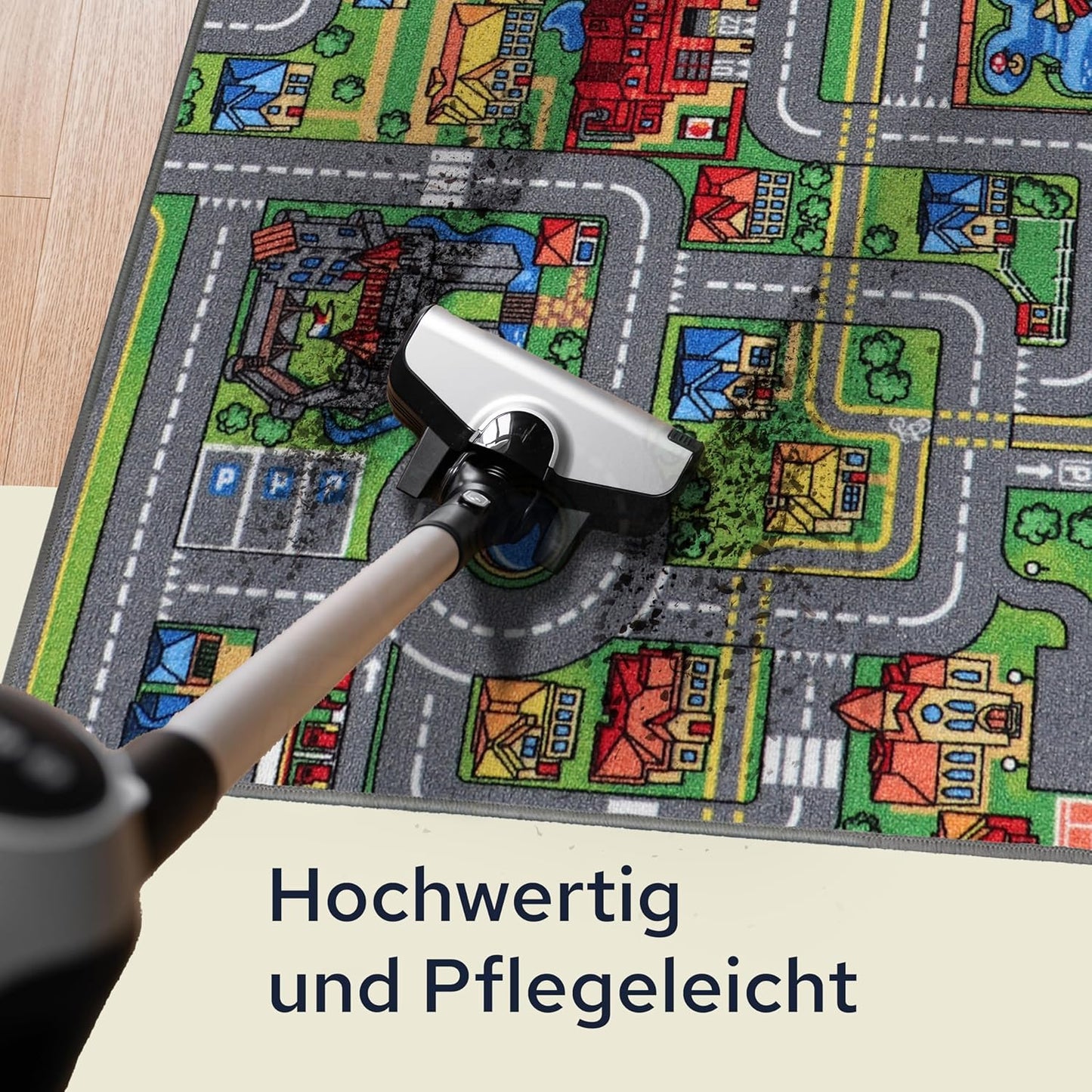 Spielteppich mit Strassen und Kreisverkehr, 140 x 200 cm (Rechteckig)