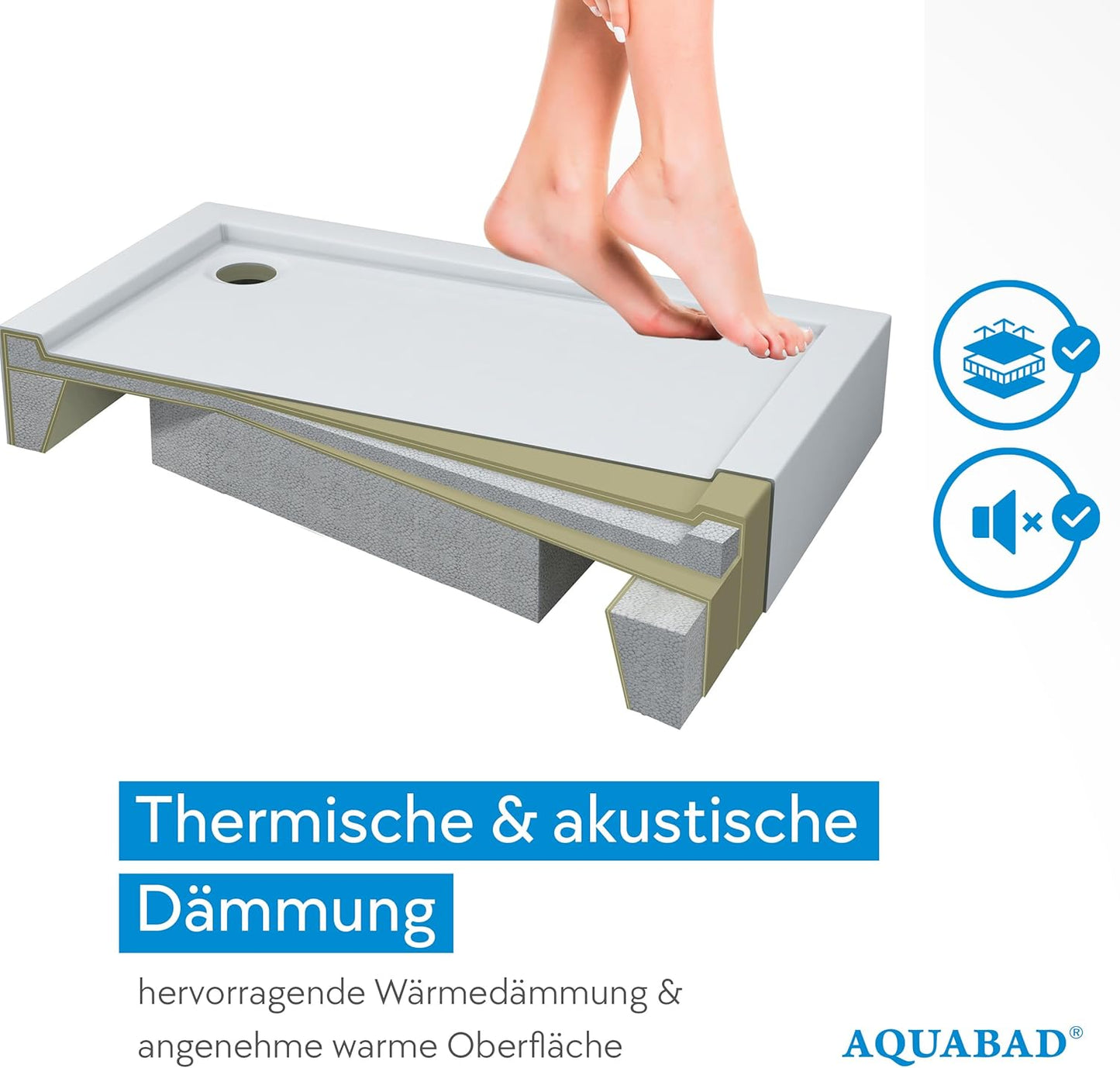 Duschwanne Elegana mit LeakProtect inkl. Ablaufgarnitur/Siphon, Smooth White / Ablauf A49cr 80 x 100 cm