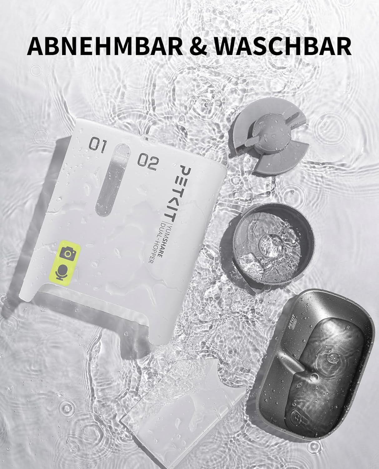 Futterautomat mit Kamera für Katzen & Hunde, 2 Näpfe Mit Kamera